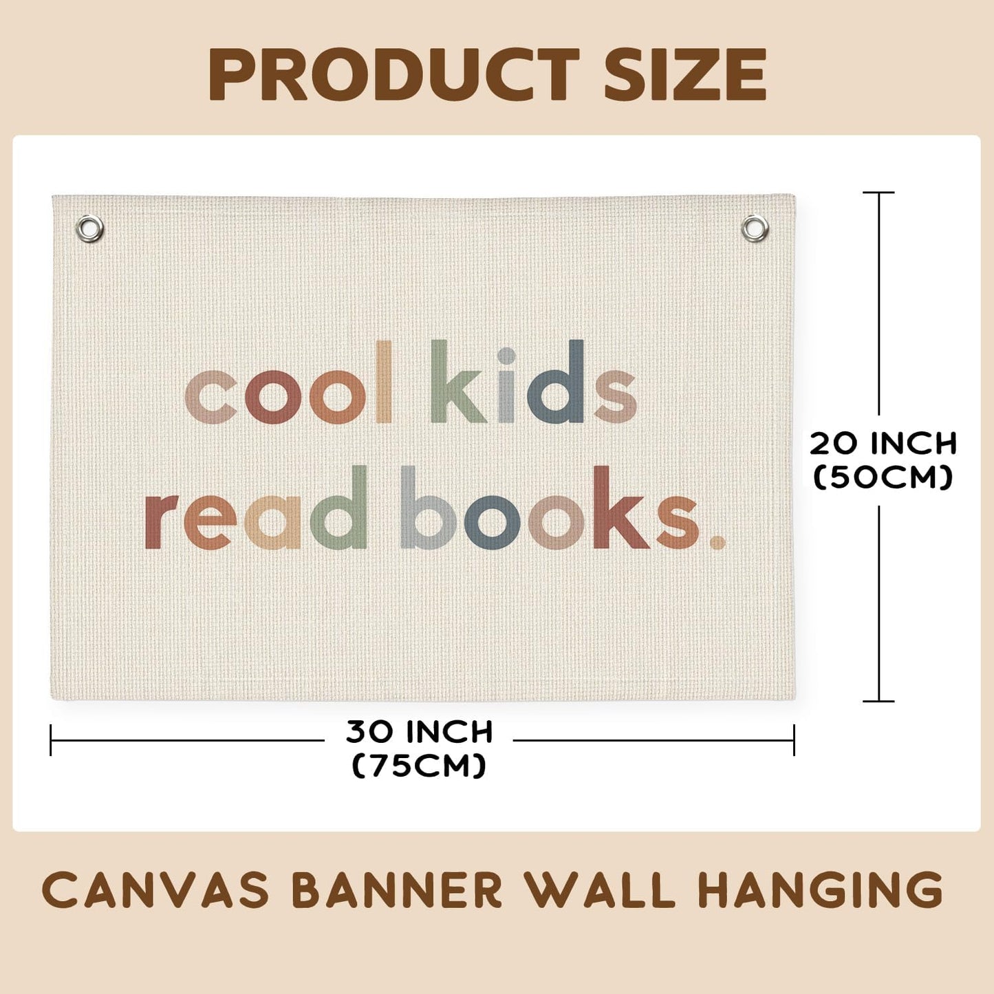 Reading Corner Decor for Classroom, Cool Kids Read Books Linen Canvas Banner, Playroom Read Sign Wall Hanging Flag Decor for Reading Corner Nook 20x30 Inch (Boho)