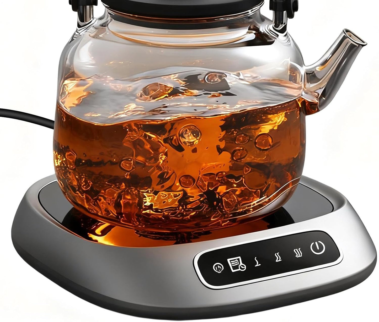 Heat Touch – Coffee Mug Warmer for Drink Temperature Hold | Screen Touch Heating Pad with Electric Ceramic Plate, Stable Heat Output & Compact Desk Friendly Design for Chocolate Enjoyment, Tea Breaks,