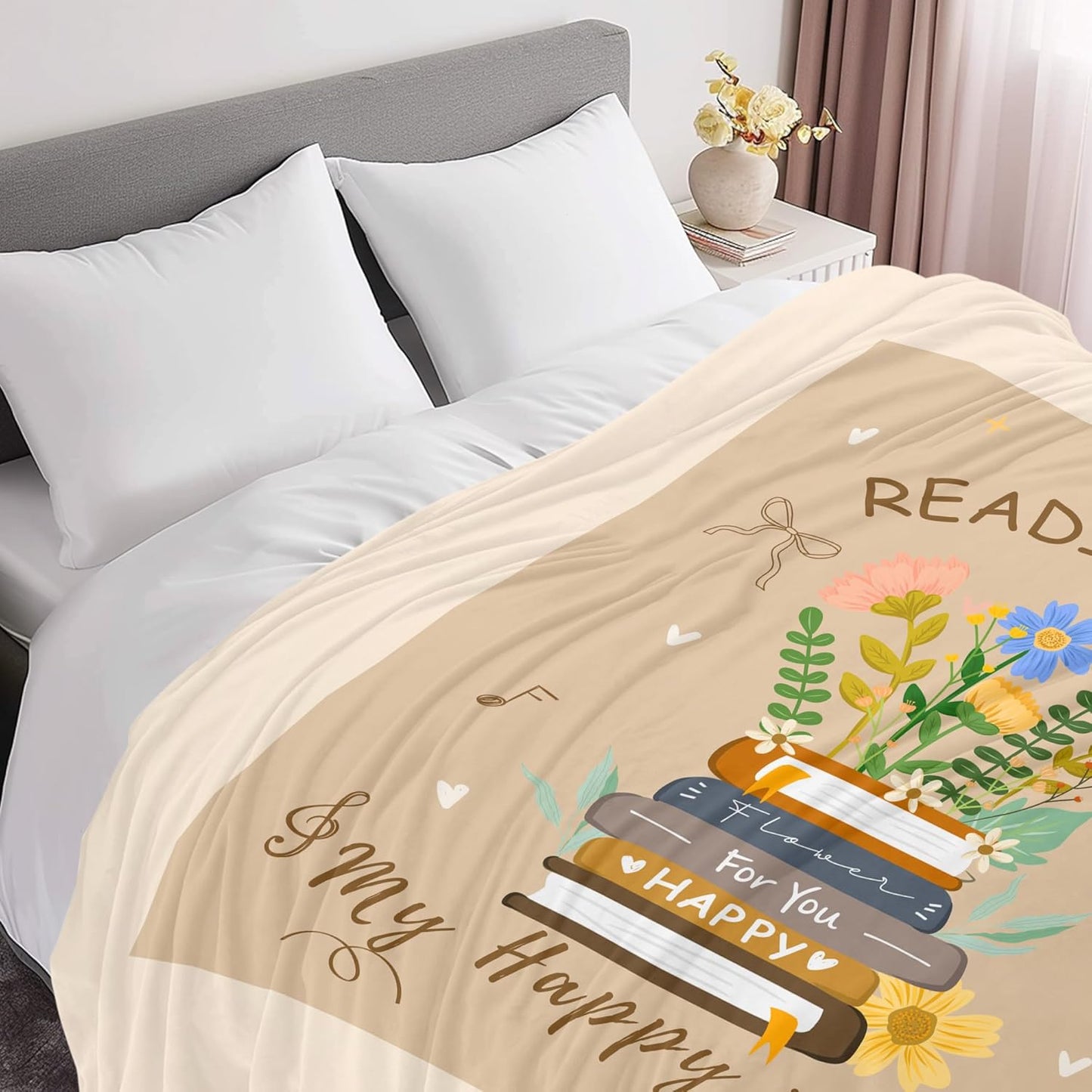 UFOORO Book Lovers Throw Blanket Gifts, Graduation Book Club Cozy Reading Throw for Her Him, Teacher Gifts for Women Men, Christmas Birthday Graduation Bookish Club 55 x70