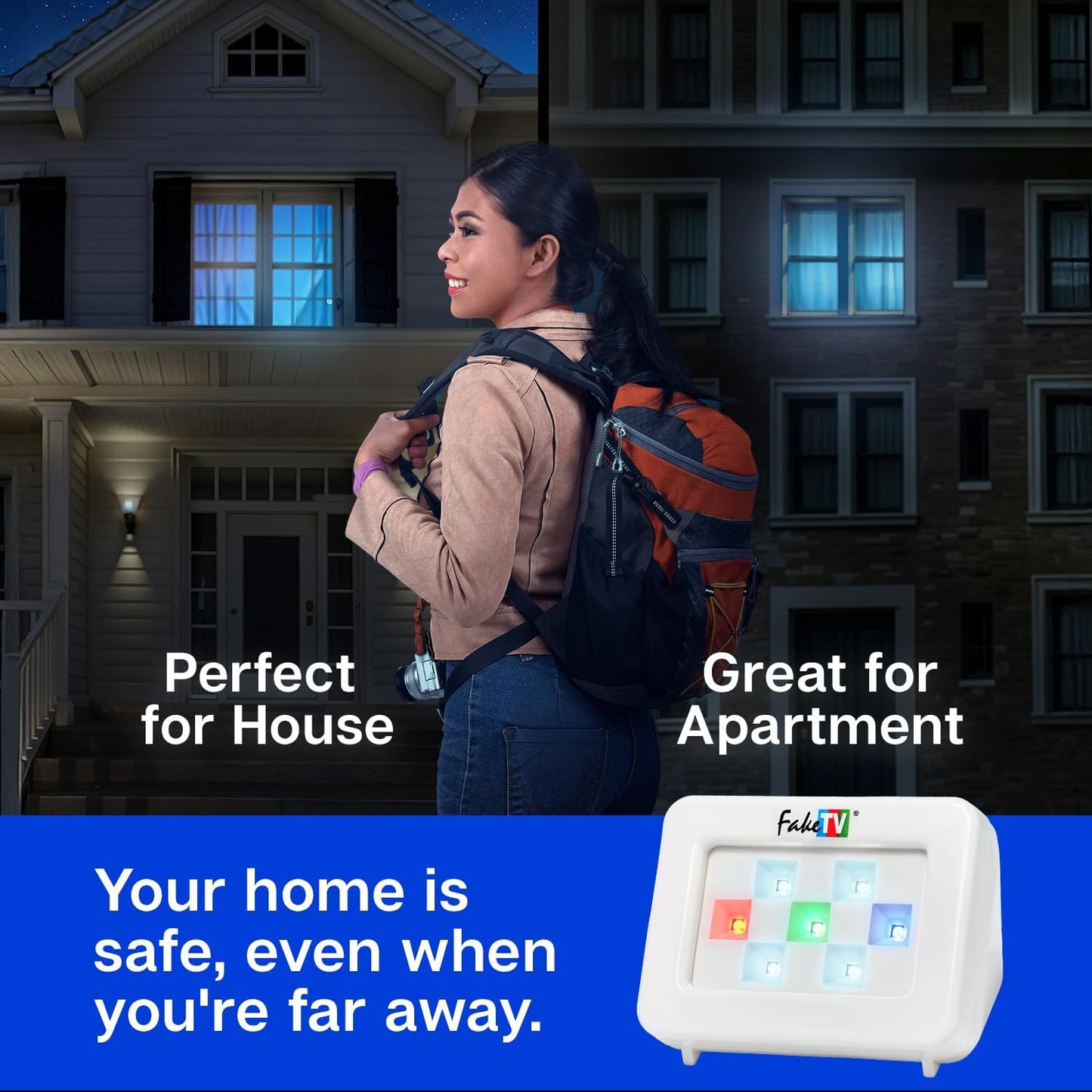 FTV-7 White – Advanced Home Security Television Simulator – Theft Deterrent – Energy-Saving LED – Dummy Home Security TV Program Simulation