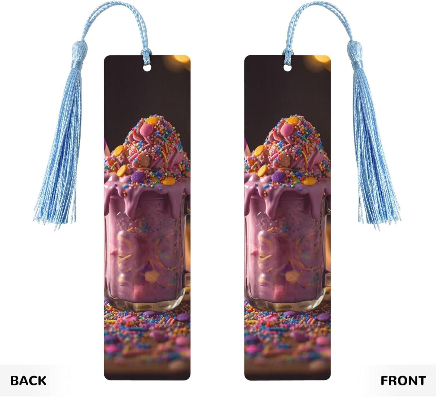 Spilled Milkshake Bookmarks Gifts for Women Men, Wooden Bookmarks for Book Lovers, Vintage Book Marks Ornaments with Tassel, Unique Personalized Reading Page Markers Sky Blue