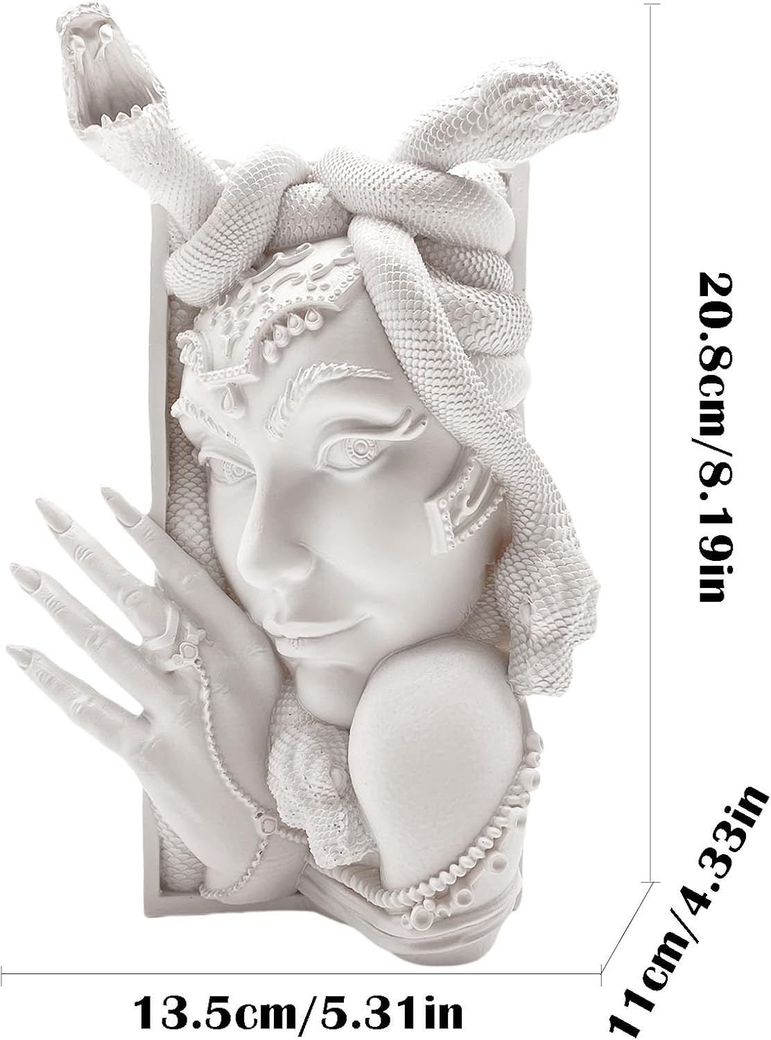 Medusa Head Book Nook, Unique Snake Women Face Decorative Bookends, Heavy Duty Book Stopper for Home Office Desk, Vintage Shelf Decor (White)