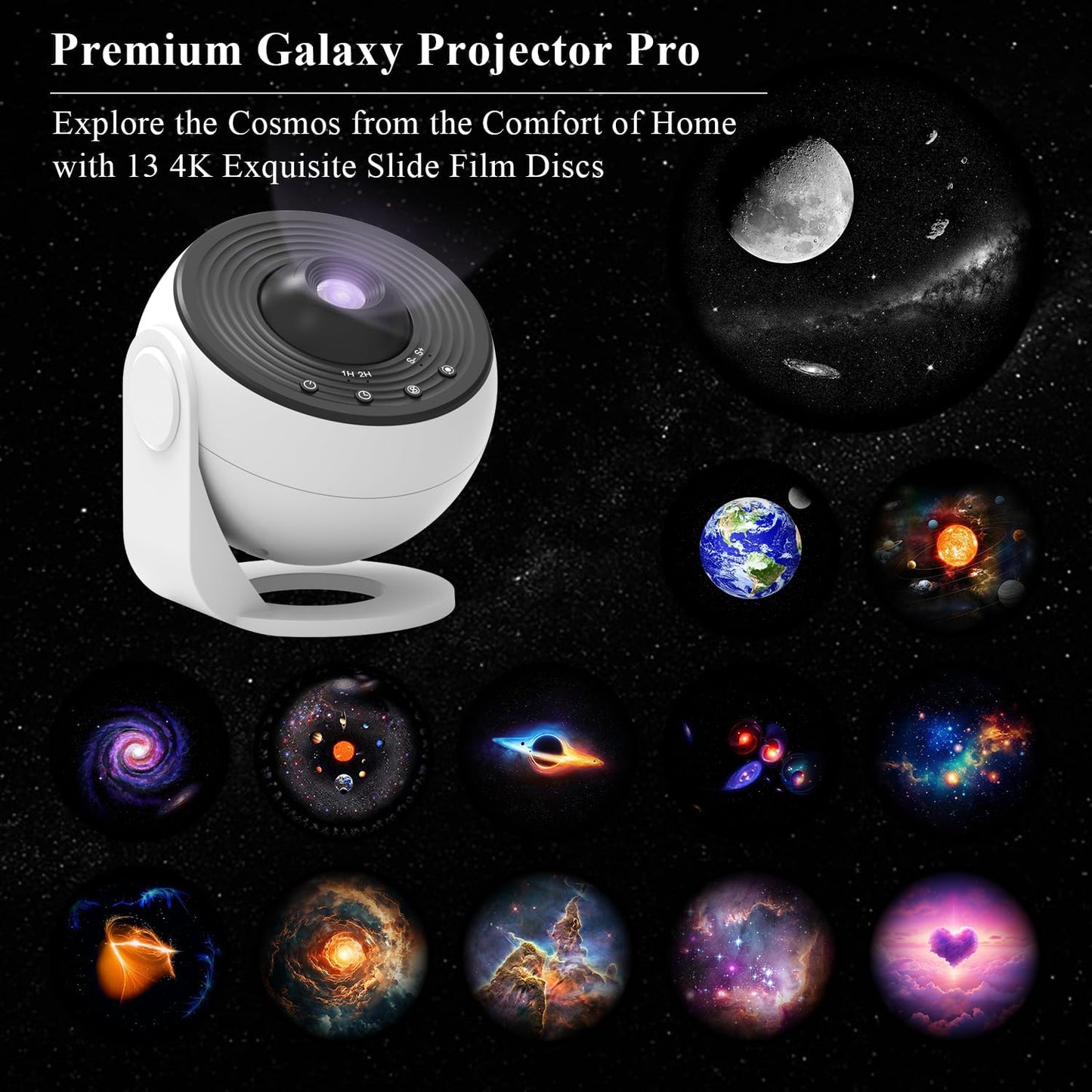 Galaxy Projector Pro, 13 in 1 HD Planetarium Projector Pro with Timer | Nebula & Milky Way Star Light for Ceiling | LED Space Galaxy Bedroom Night Light for Adults Kids