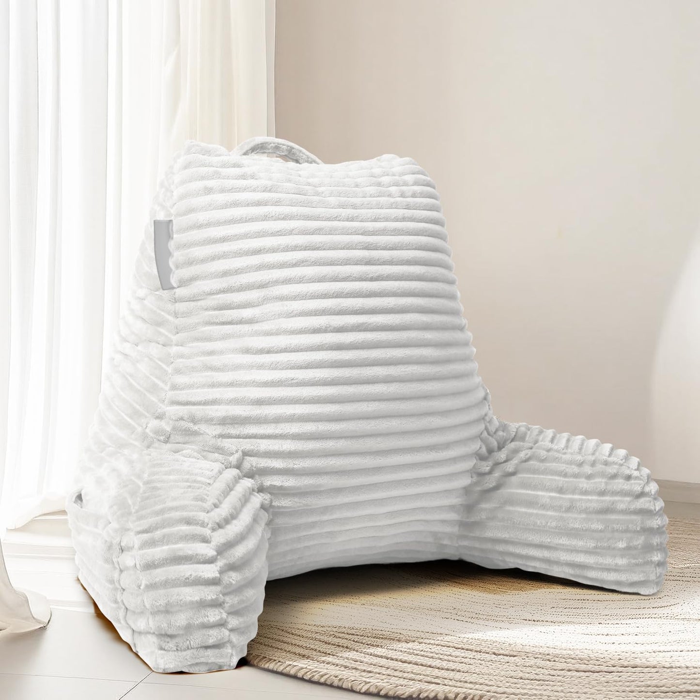 Hearth & Harbor Reading Pillow for Bed Adult – Back Pillow for Sitting in Bed, Standard Bed Pillows for Sitting Up in Bed, Foam Bed Chair Pillow, White Bed Rest Pillow