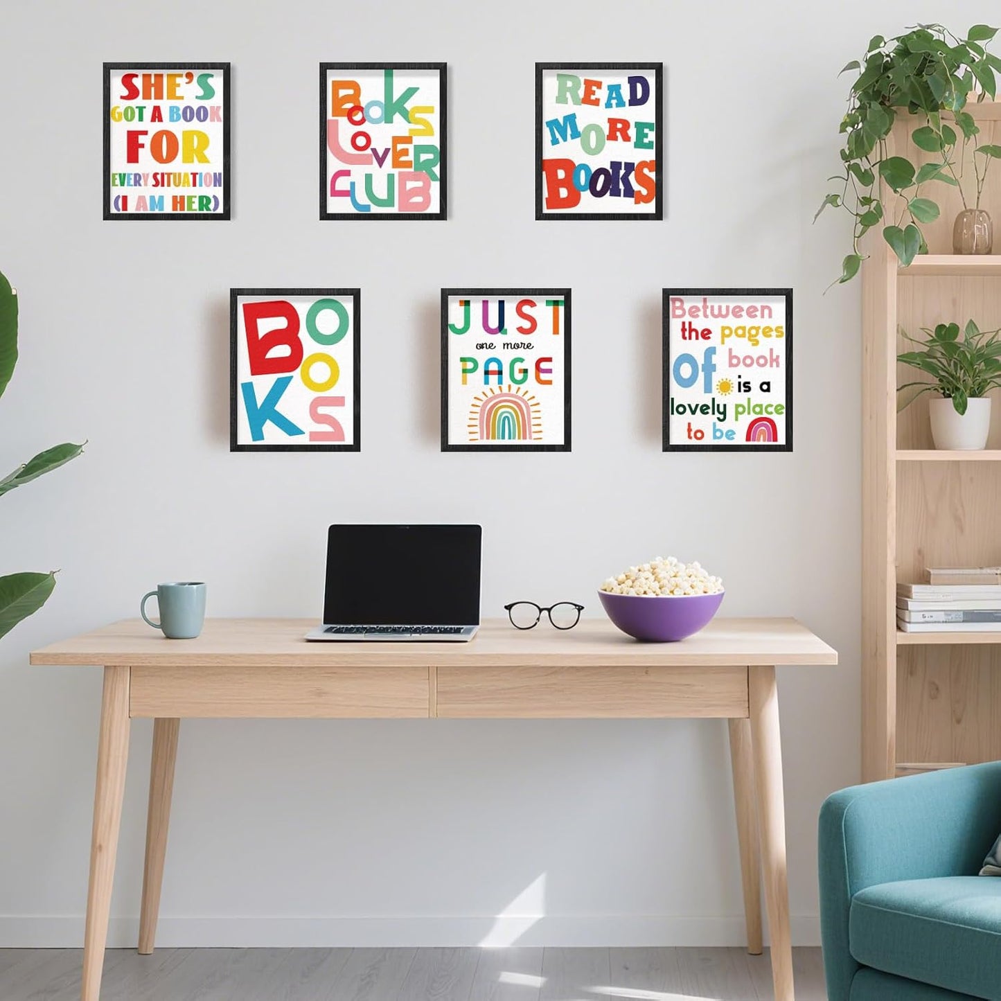 INFUNLY 9 Set Reading Quotes Wall Art Print 8x10Inch Motivational Words Poster Pictures Artistic Alphabet Canvas Wall Art Unframed Book Quotes Prints Sticker for Study Room Classroom Library Decor