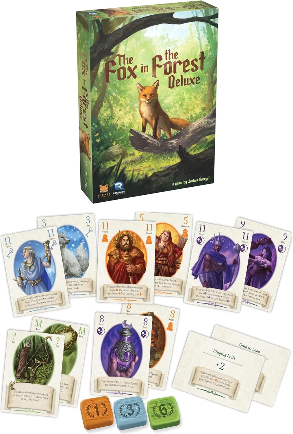 Renegade Game Studios Fox in the Forest Deluxe 2 Player Trick-Taking Card Game, Fairy Tale Strategy Game with Foil Cards & Acrylic Tokens, Ages 10+