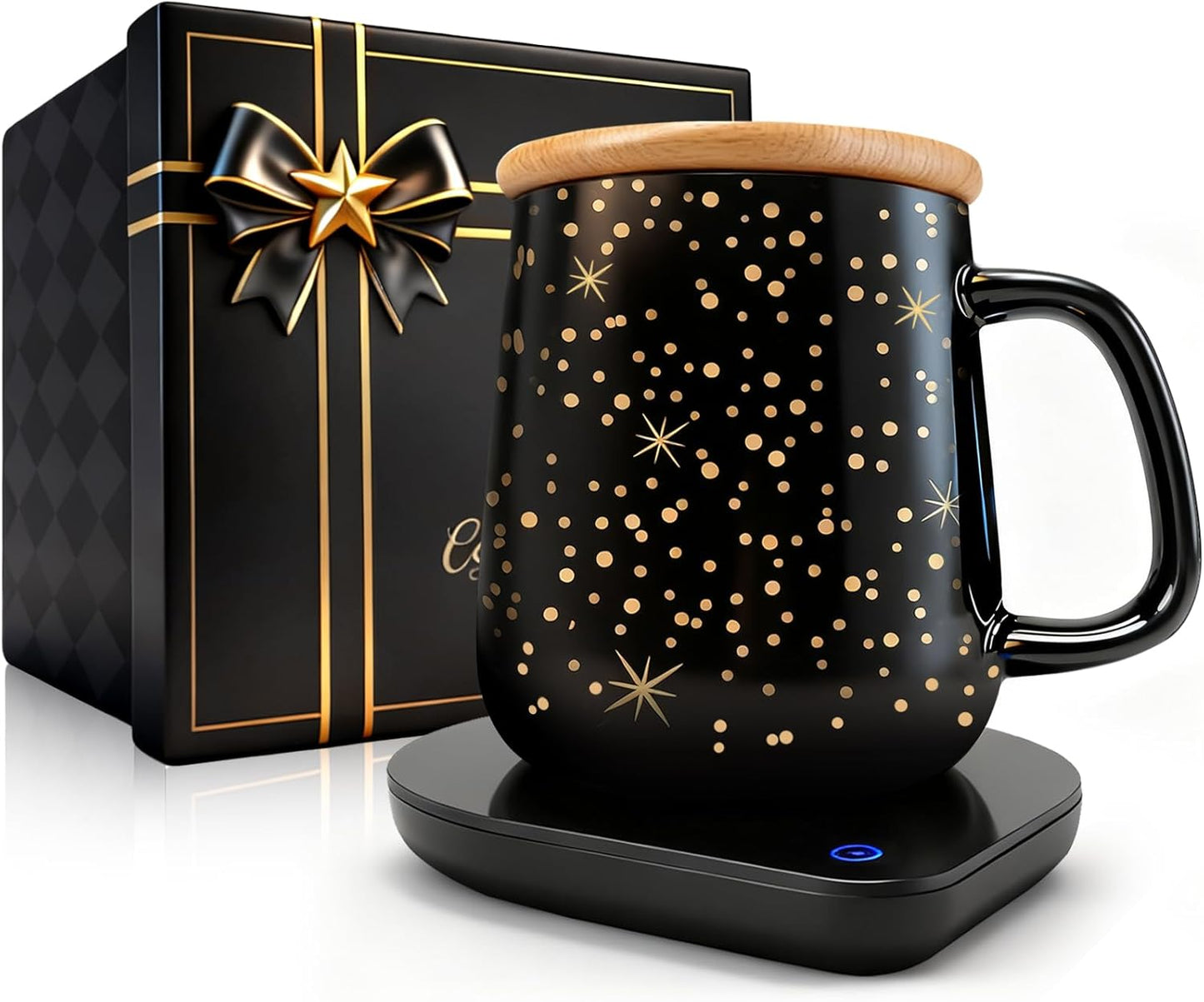 Coffee Cup Warmer with Mug Set: 2025 Upgraded Gifts for Christmas,Thanksgiving Cup Warmer with Temperature Setting and Auto Shut Off for Coffee Lover - Coffee Mug Warmer for Desk