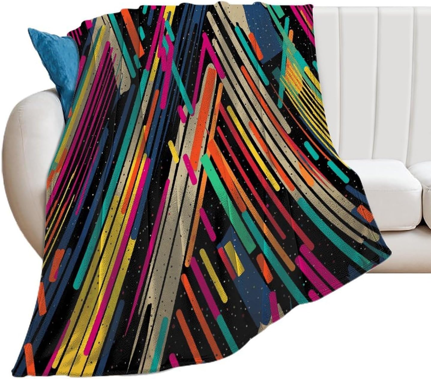 Striped Abstract Colorful Blanket Super Soft Lightweight Throw Blanket Cute Cozy Warm Bed Blanket Decorative Fuzzy Blanket All-Season Home Decor Gift for Sofa Couch Living Room 60"*80"（150 * 200cm）
