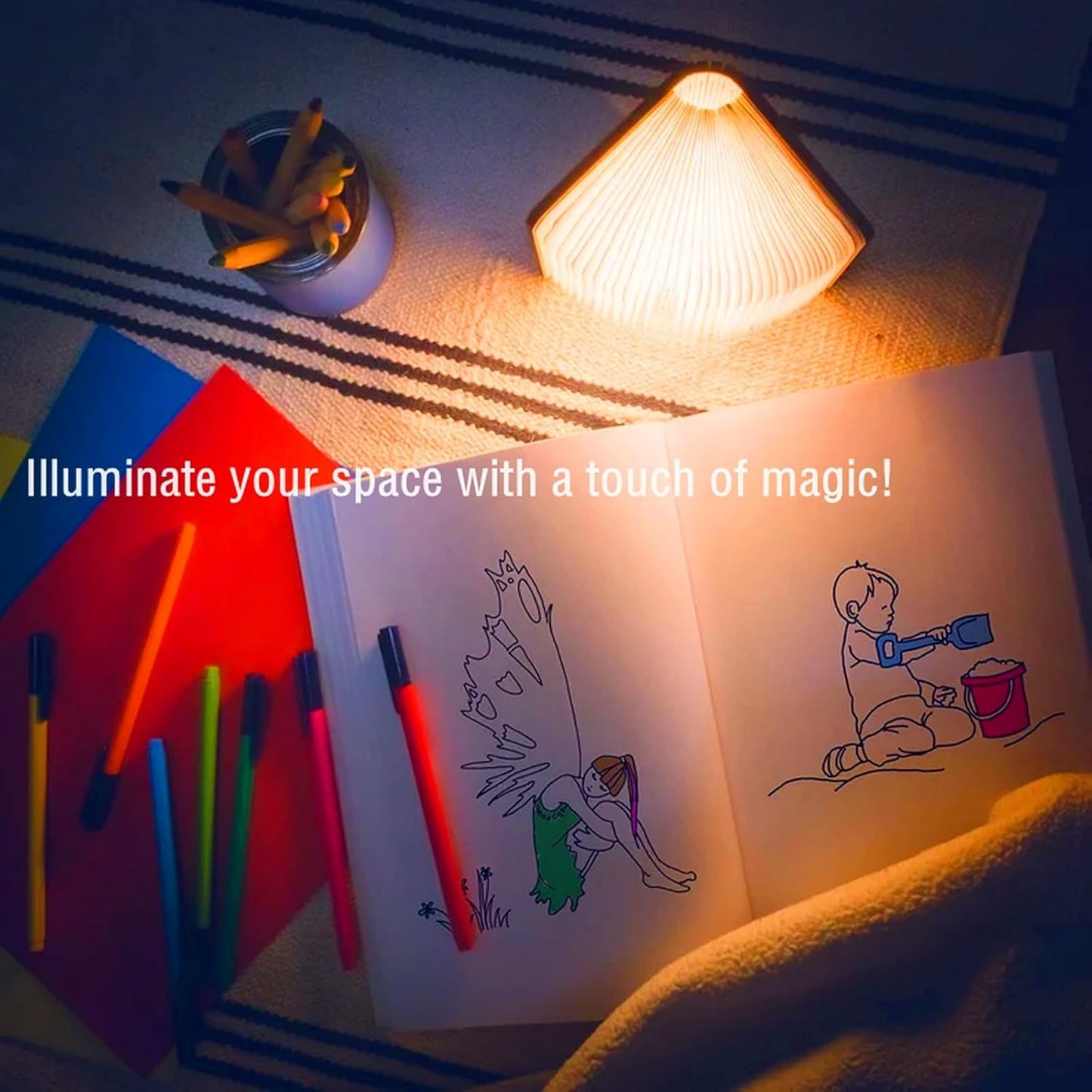 Mini Adventure Book Night Light,3D Folding Lamp&Three Different Lighting Options White/Yellow/Breathing Gradient Colors LED Book Lamp for Home Decor Birthday Gift,Inspired by'Up'Great Birthday Gift