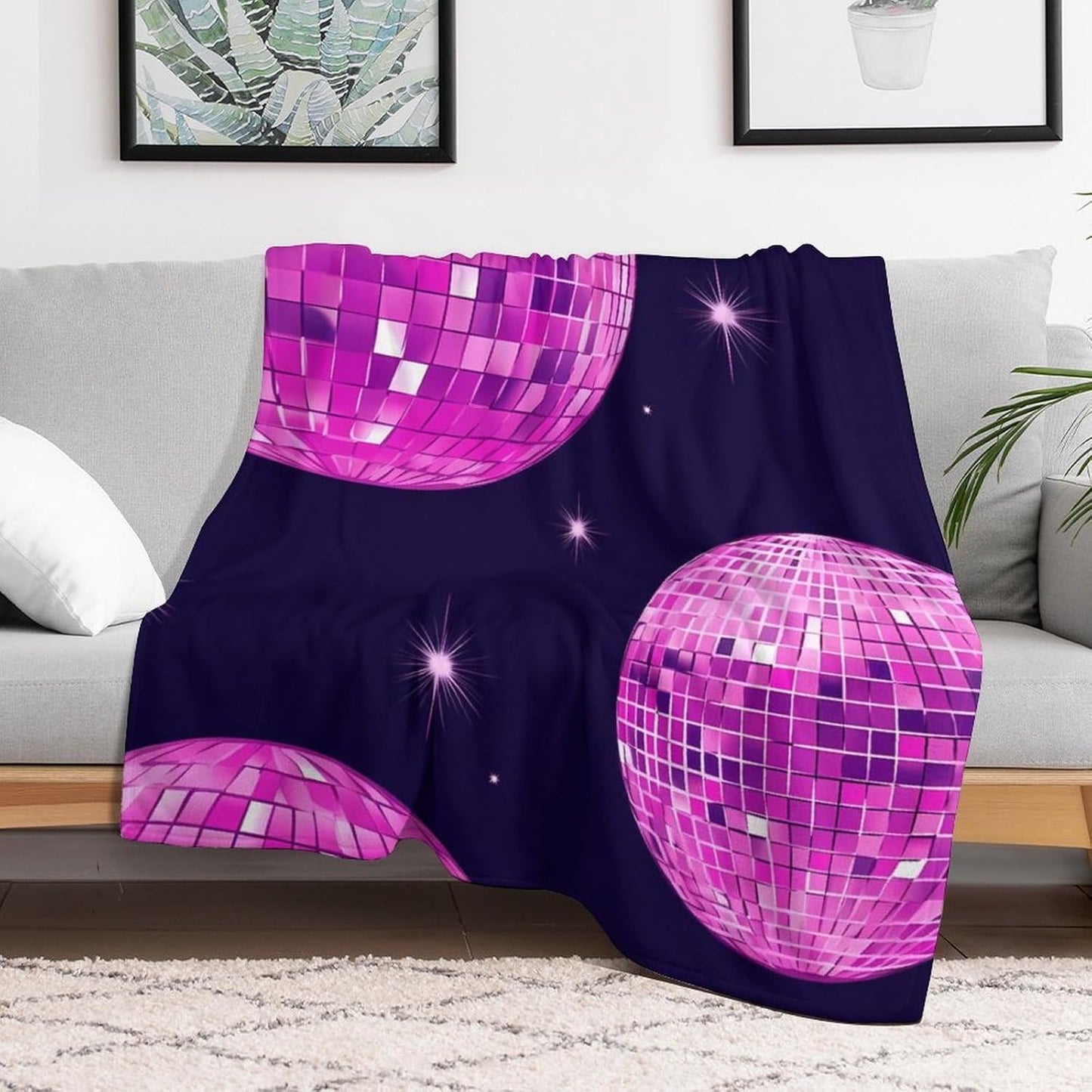 Disco Ball (1) Throw Blanket for Couch Bed Plush Cozy Fuzzy Flannel Blanket for All Season 40"x50"