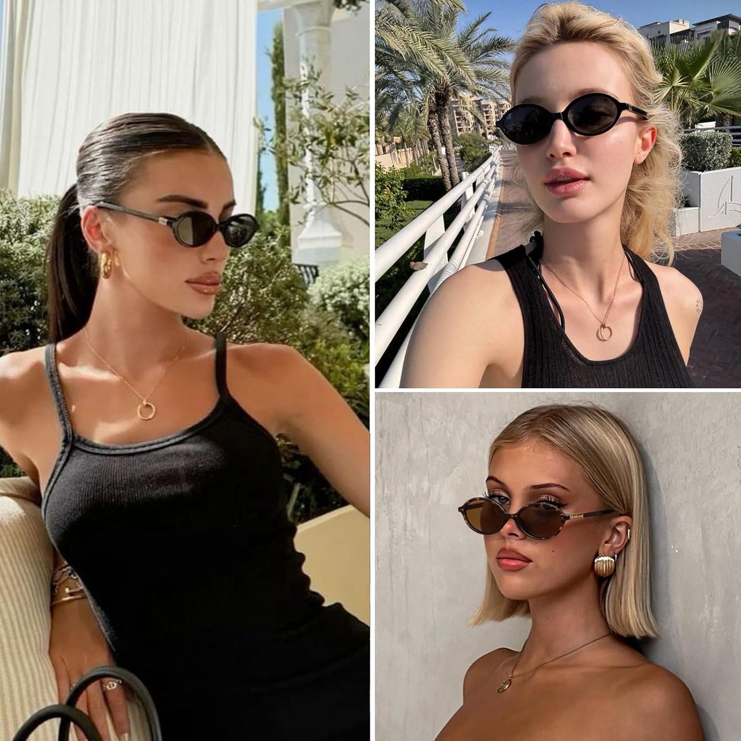 Retro Oval Sunglasses for Women Vintage 90s Y2K Trendy Designer Sun Glasses