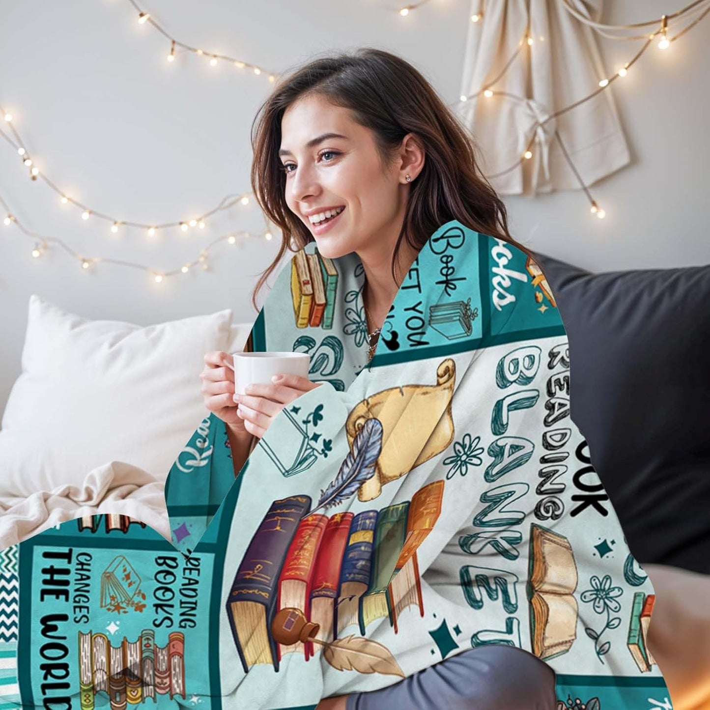Book Lovers Gifts for Women, Librarian Gifts for Reader, Just a Girl Who Loves Book‘s Blanket Gifts for Reading Lover Bookish, Gift on Christmas Birthday Graduation, Reading Blanket, 50"X60"
