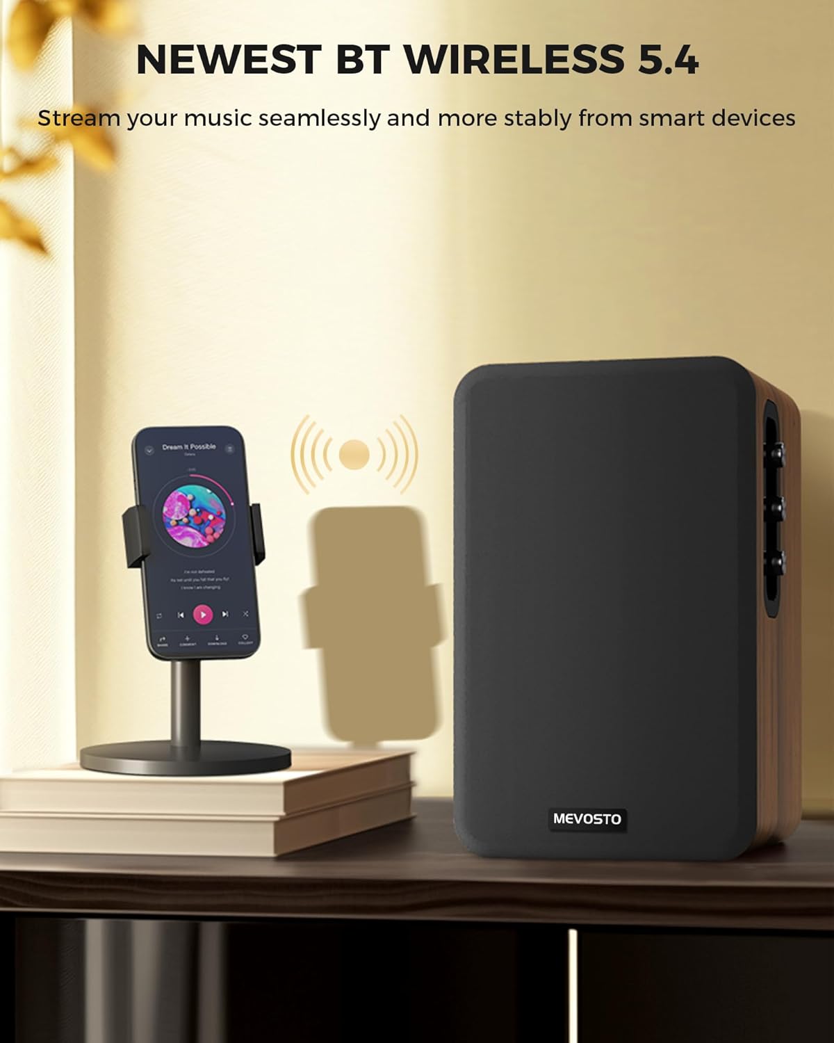 Active Bookshelf Speakers 36W RMS - BT 5.4 Wireless Speaker with 5 Inch Woofer, Silk Dome Tweeter PC Speakers - USB Digital Audio Studio Monitors Bass & Treble Adjust AUX Input for Record Player TV