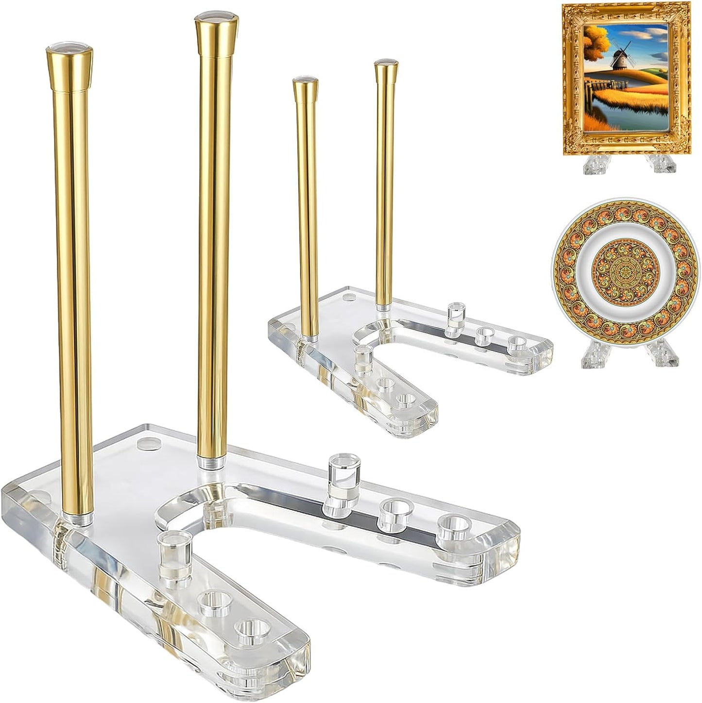 Novabright 2 Packs 6.5 Inch Acrylic Plate Stand for Display, Clear Plate Easel Holder Tabletop Stand for Decorative Plates, Books, Records, Plaques, Photos, Platters, Tabletop Art