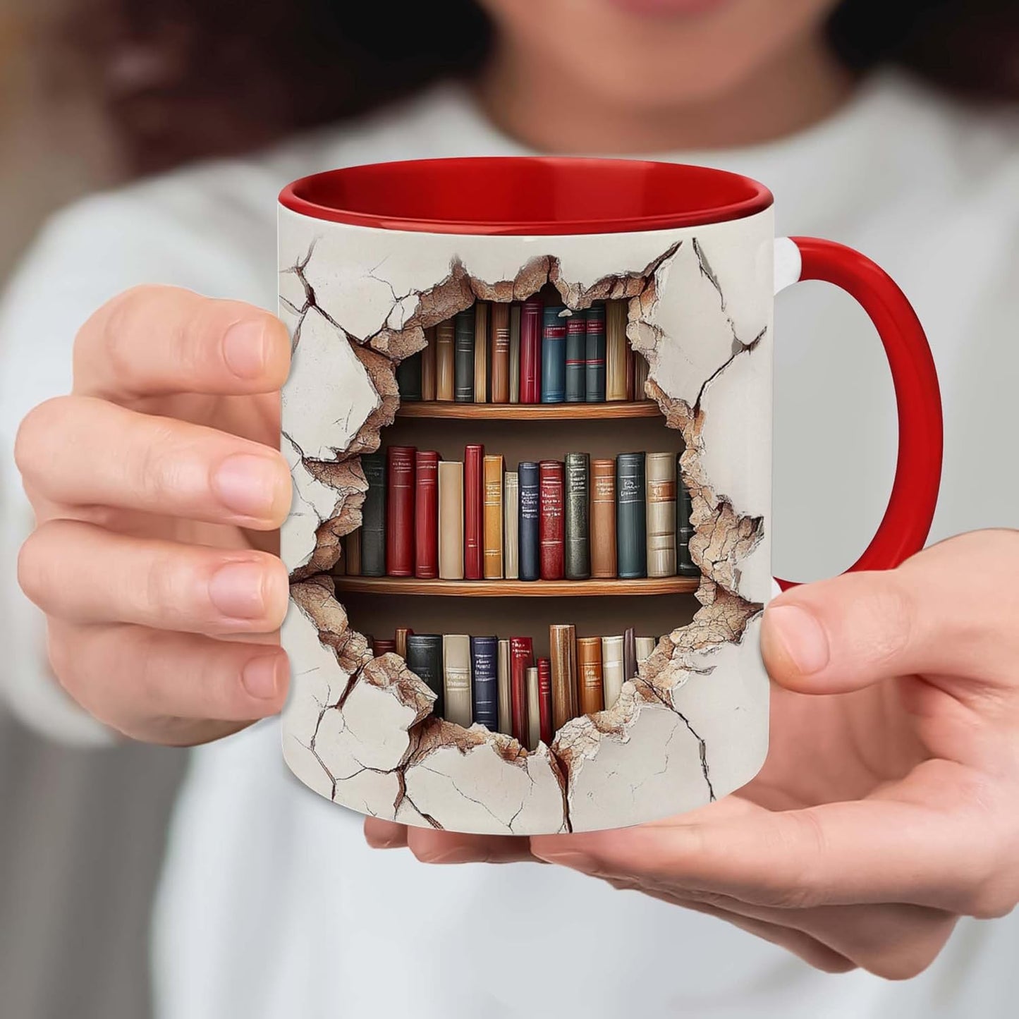 Bookshelf Mug - Gift For Book Lovers - Gift For Librarians - 3D Library Bookshelf Cup - Library Mug - Bookish Coffee Cup - Book Reader Gifts - Birthday Gifts For Writer, BookClub