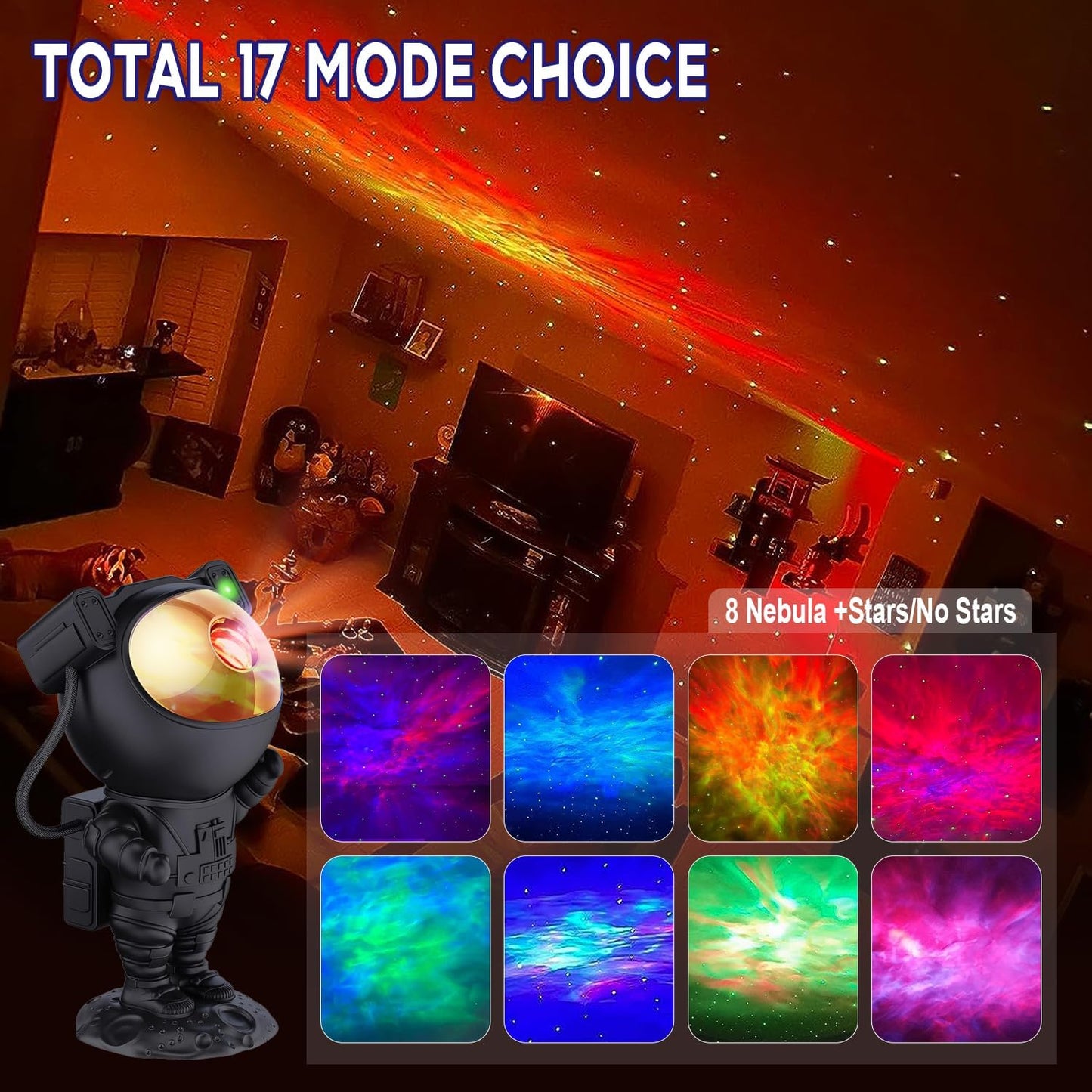 Astronaut Star Projector Galaxy Light, 360° Space Man Buddy Projector Sky LED Night Light Space Starlight Planetarium Spaceman Lamp Gifts for Kids Adults Bedroom Ceiling Room Decor