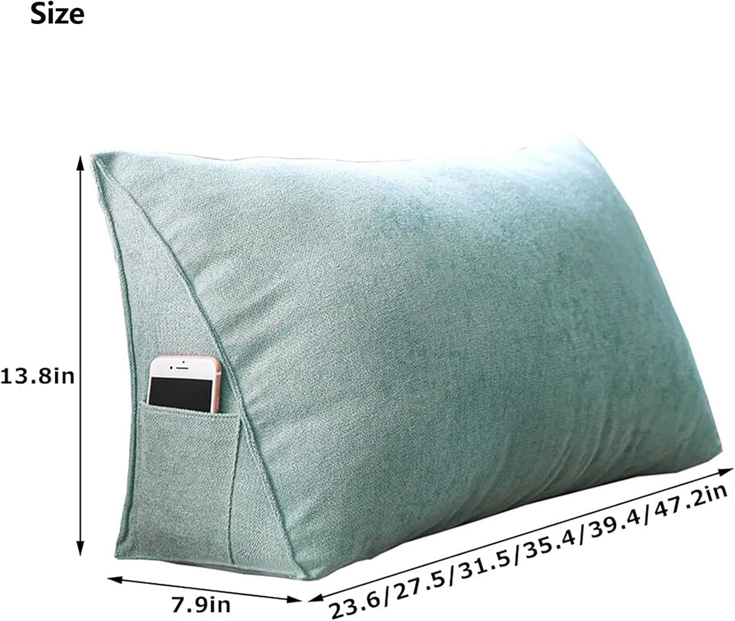 Triangular Couch Back Cushion Pillow, Large Wedge Headboard Reading Pillow with Removable Cover, Lumbar Back Support Pillow for Sofa, Bed, Office Chair(27.5x7.9x13.8 inch, Dark Blue)