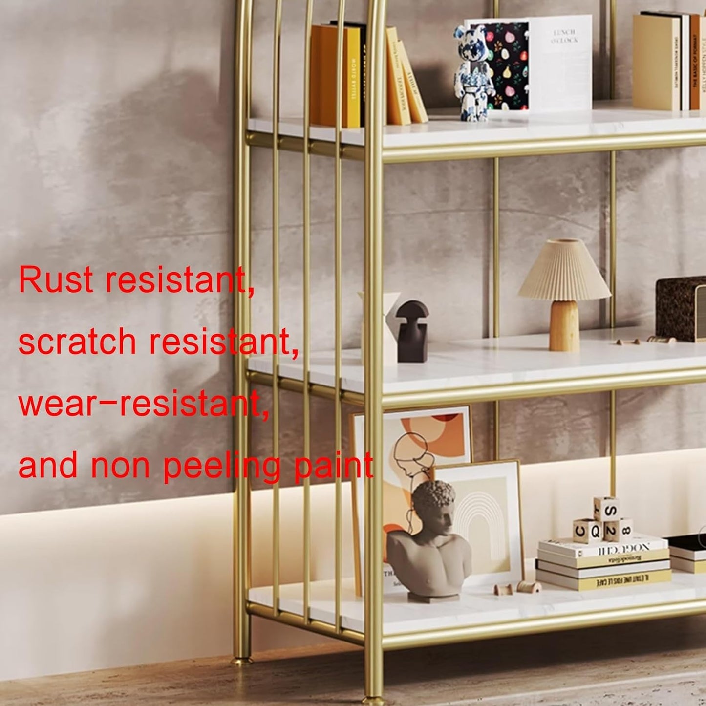Book shelf,display cabinet,modern bookshelf,metal bookshelf,unique bookshelf,book shelves,bookshelf with storage,Suitable for study, living room corner, bedroom, living room, balcony, office(Gold,60x3