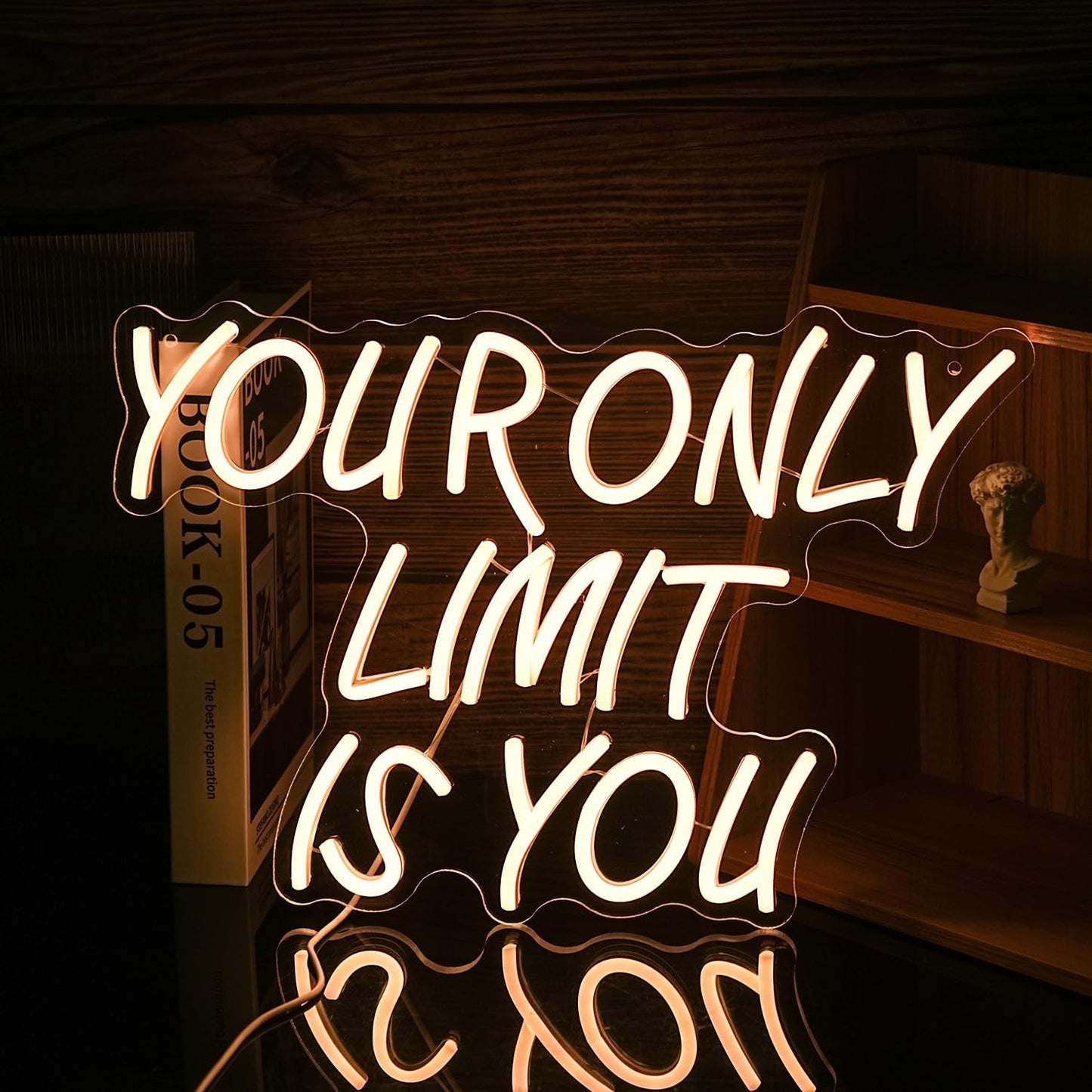 Your Only Limit Is You Neon Sign USB Powered Motivational Letters Neon Light Sign for Wall Decor Dimmable LED Warm White Positive Quote Light Up Sign for Classroom Bedroom Office Study Room