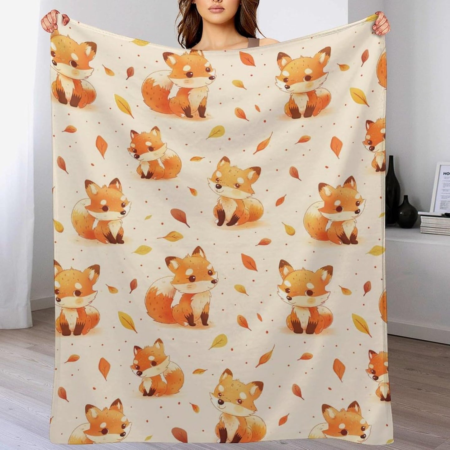 Fox Throw Blanket - Soft Flannel Blankets for Teens Adults Women Men Fox Lovers - Warm Throw Blankets for All Season Lap, Chair, Sofa - 70"x50"