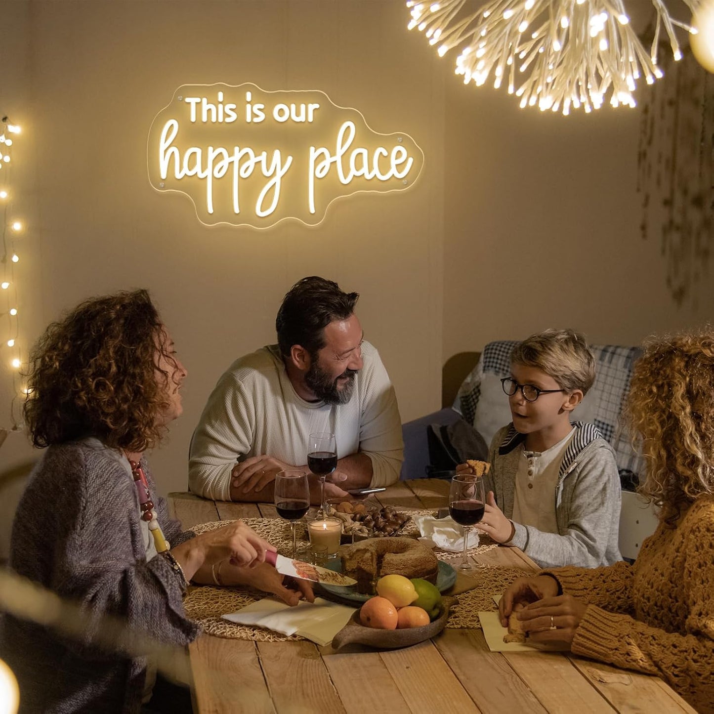 This is Our Happy Place Neon Sign Happy Place Neon Signs for Wall Decor Dimmable Warm White LED Signs for Bedroom Classroom Man Cave Home Bar Birthday Party Decor Neon Classroom Sign