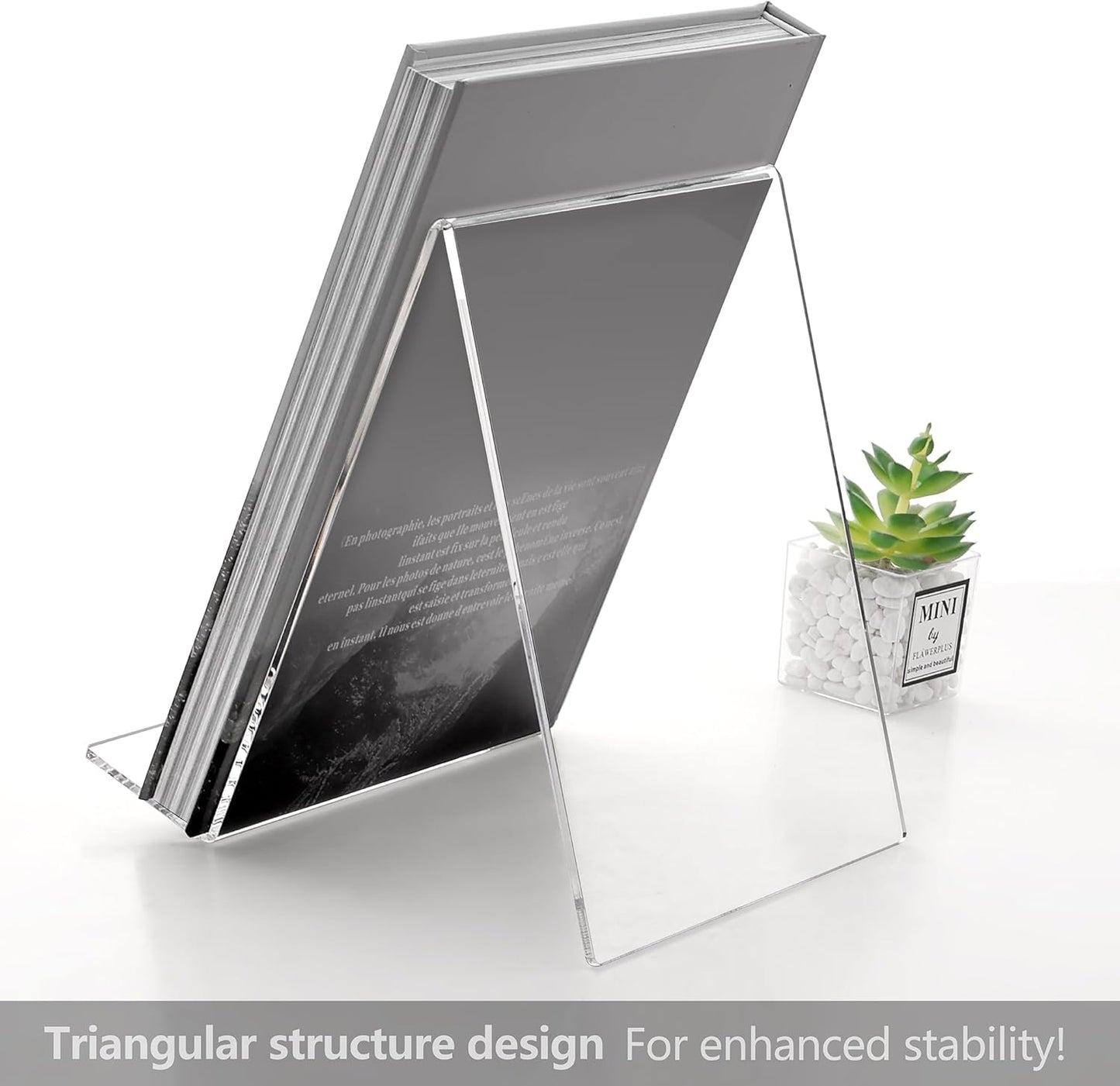 Acrylic Easel Book Stand, 7.9'' x 9.4'' Clear Display Easel Holder for Books, Tablets, Phones, Albums, Magazines, CDs, Plate, Artworks,Photo (2 Pack)
