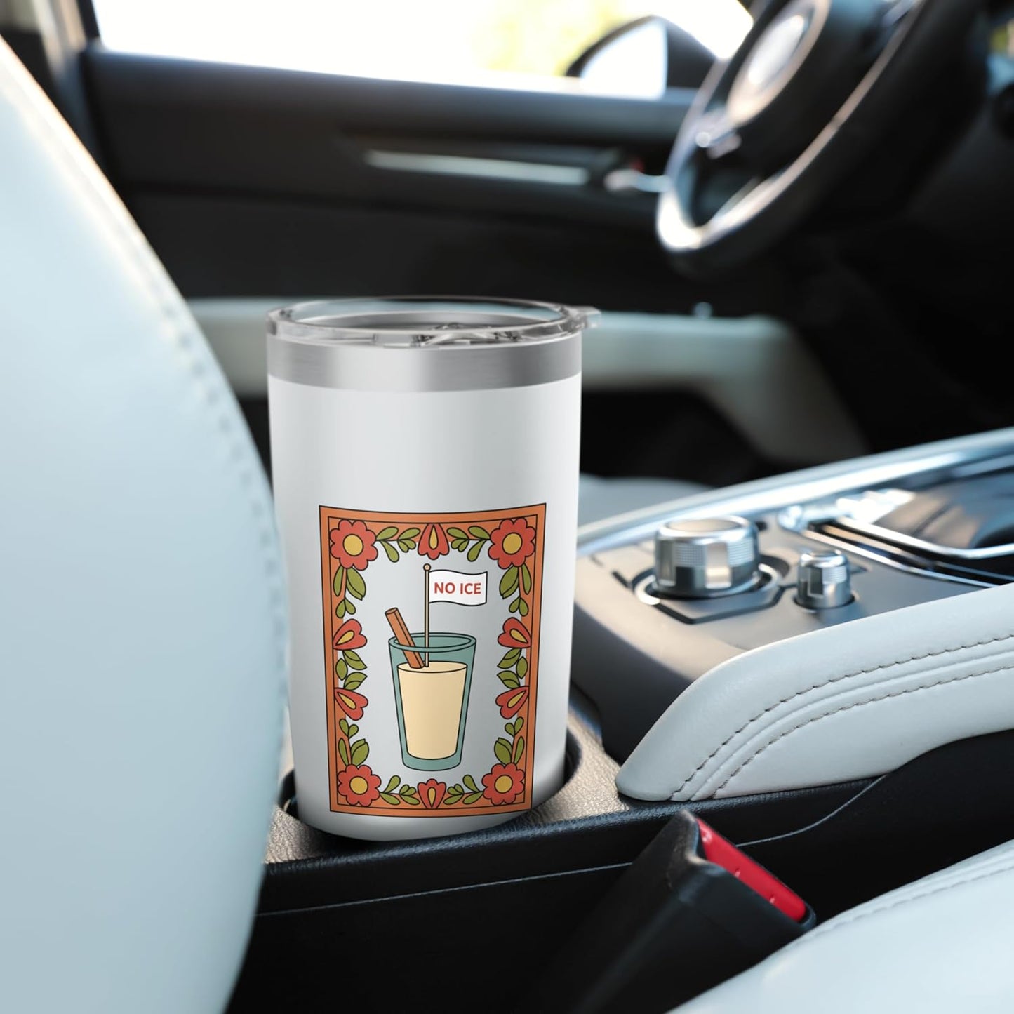 No Ice Cocktail Lover Retro Floral Drinking Design Stainless Steel Insulated Tumbler