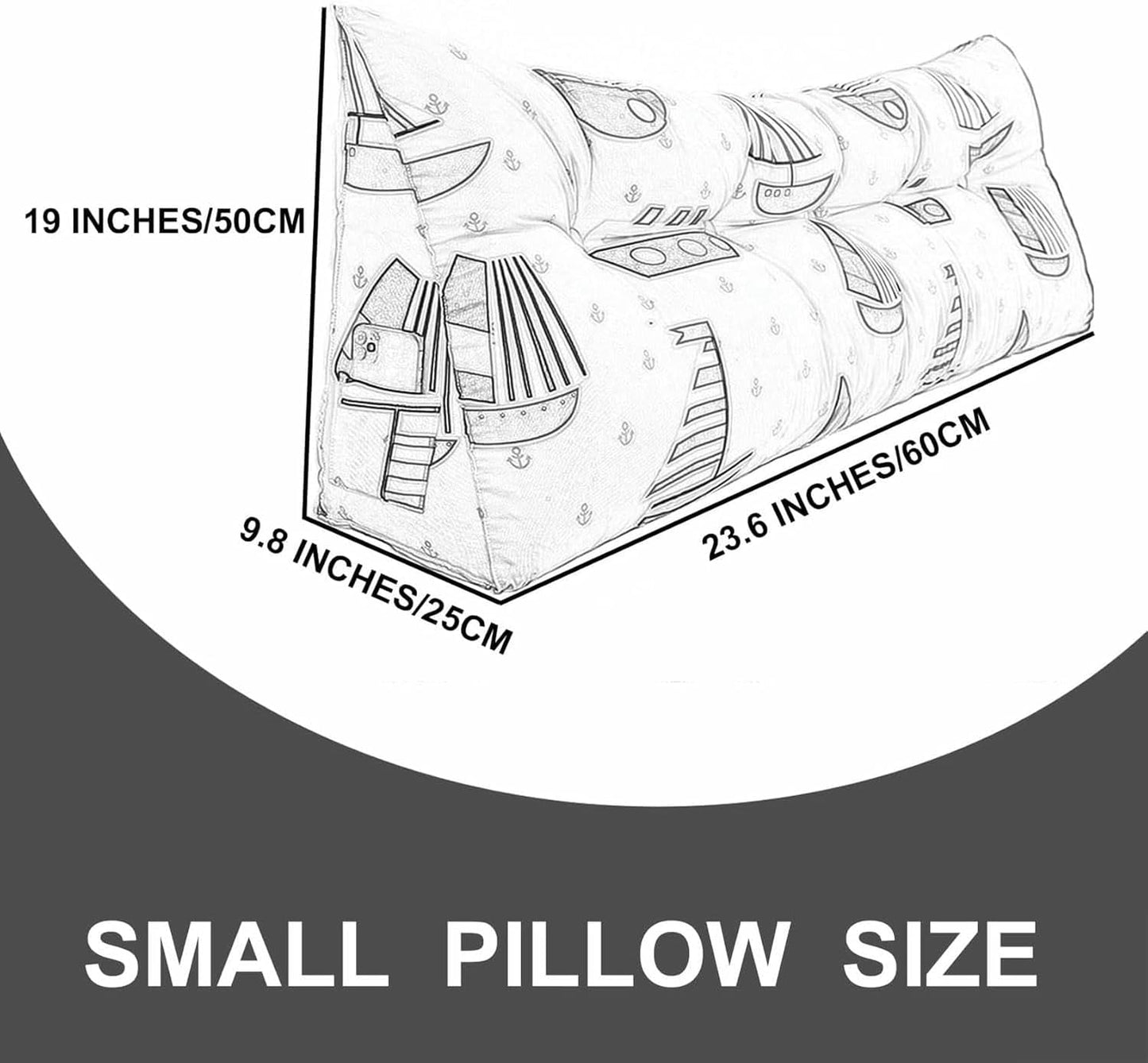 Triangular Headboard Pillow,Cute Triangle Cushion Reading Pillow,Large Bolster Positioning Support Removable Wedge Pillow for Daybed Bunk Bed Dorm~/