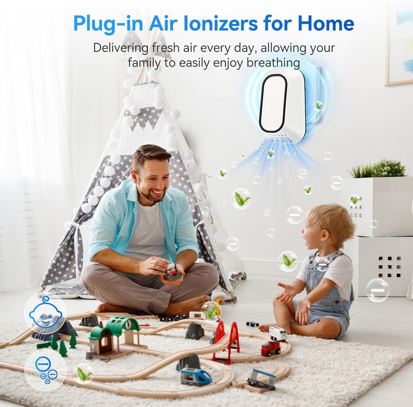 Plug In Air ionizers Negative Ion Air Purifie for Home,Small Ionic Air Purifier With Backlight,Quiet and Energy-Saving Air Freshener for Home,Bedroom,Office,Living Room(4)