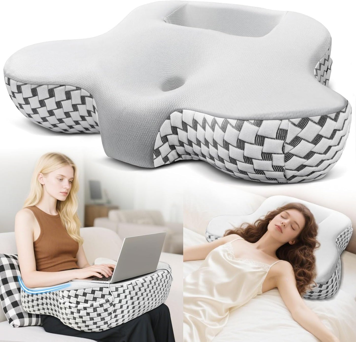 Multifunctional Memory Foam Pillows, Cervical Neck Pillow, Reading Pillow for Gaming Lap Desk Pillow for Laptop, Ergonomic Support Pillow for Sleeping, Gaming, Reading, Working