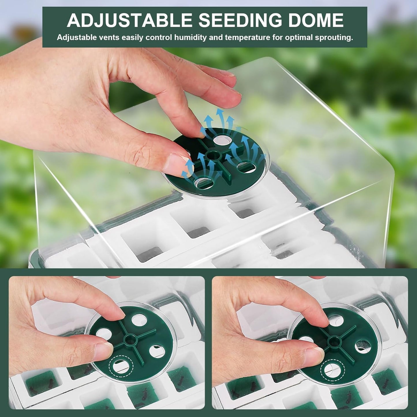 Sondiko Silicone Seed Starter Tray, 48-Cell Reusable Seed Starter Kit, Seedling Starter Trays with Humidity Dome, Mini Greenhouse Germination Kit, Perfect for Gardeners