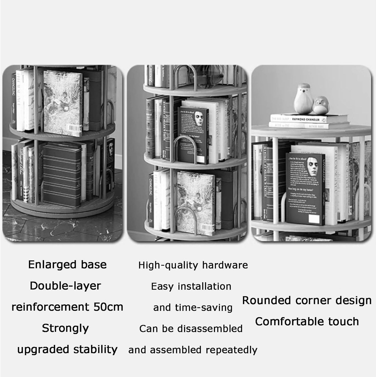 360° Rotating Bookshelf - 5 Tier Bookcase & CD Storage Rack, Stylish Book Shelf Organizer for Library, Bedroom, Living Room & Office - Modern Black Design
