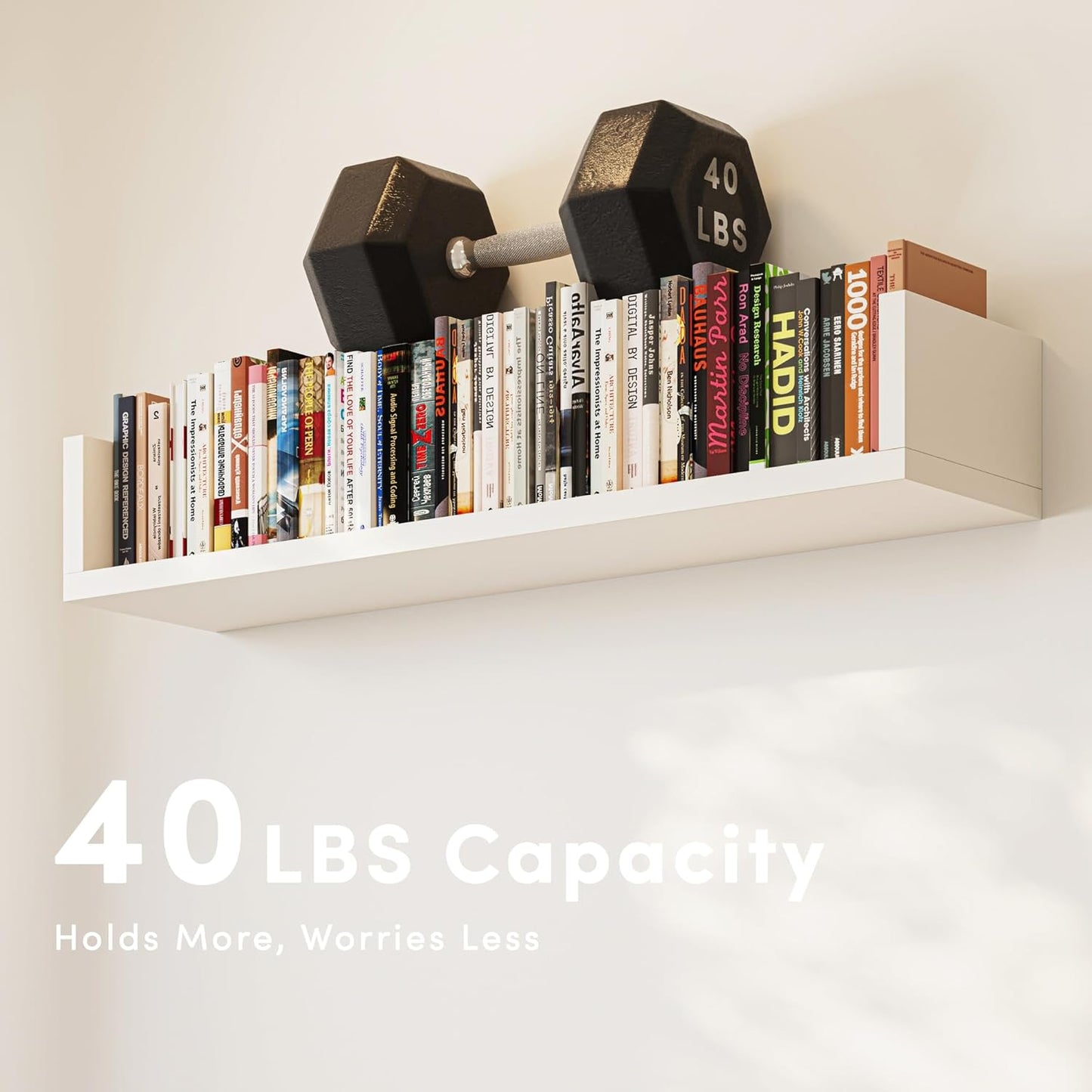 Wall Bookshelf, Set of 3, U Shaped Floating Bookshelf, Hanging Bookshelves for Wall, Wall Mounted Shelves for Living Room Bedroom Office (White, 23.6 Inches, 3)