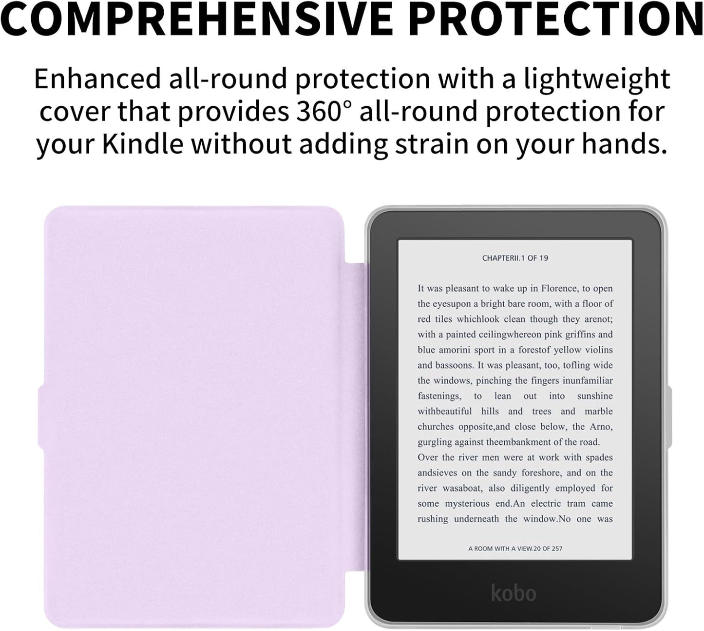 Case for 6" Kobo Clara Colour 2024 Released, Ultra Clear Soft Flexible Transparent TPU Back Cover with Auto Sleep/Wake for Kobo Clara Colour, Light Purple
