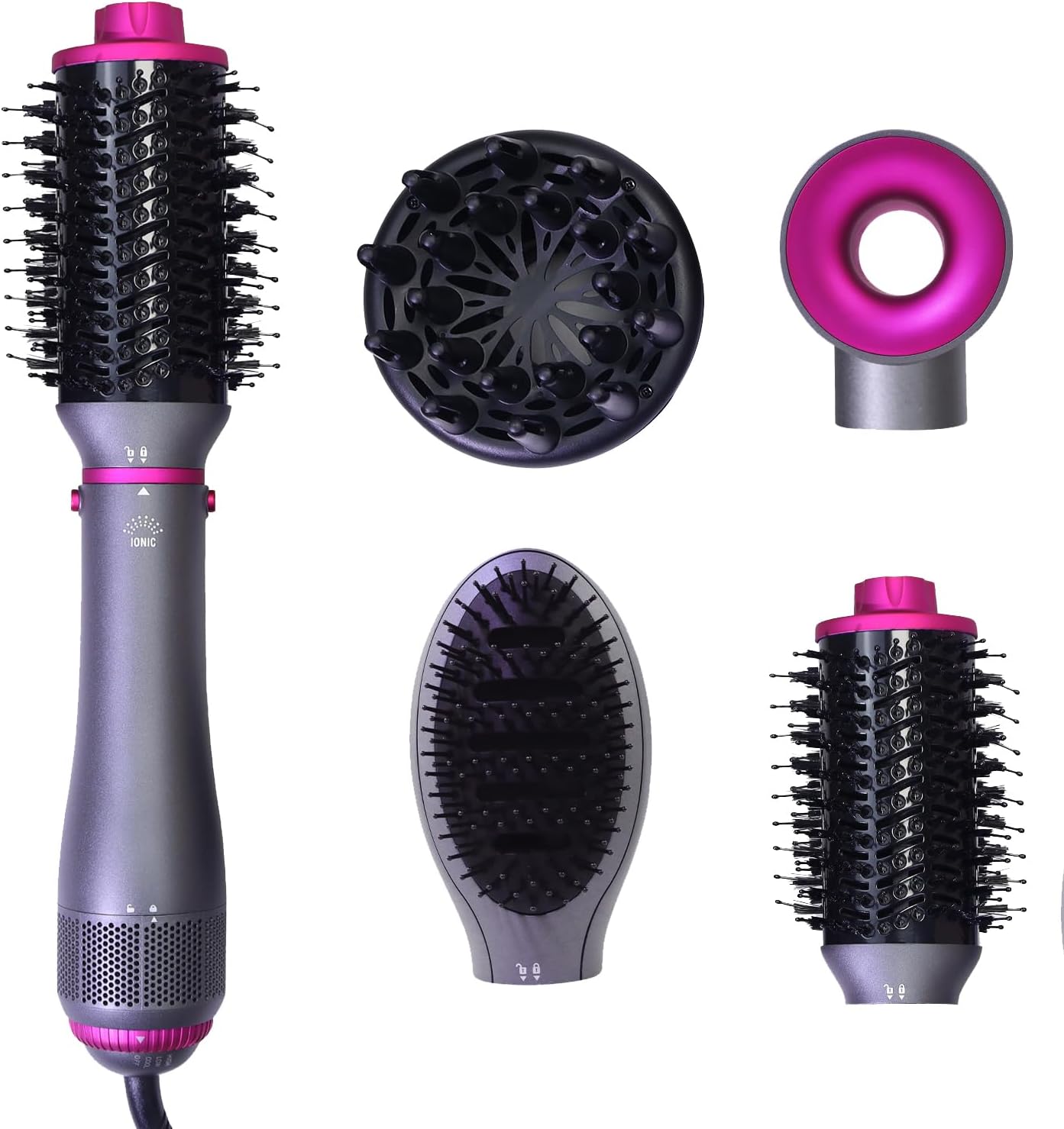 Hair Blow Dryer Brush 4-in-1, Blowout Brush, Multi Hair Styler Negative Ion Detachable Hair Dryer with Diffuser, Hot Air Brush, with Comb Brush for Women, Salon, Household
