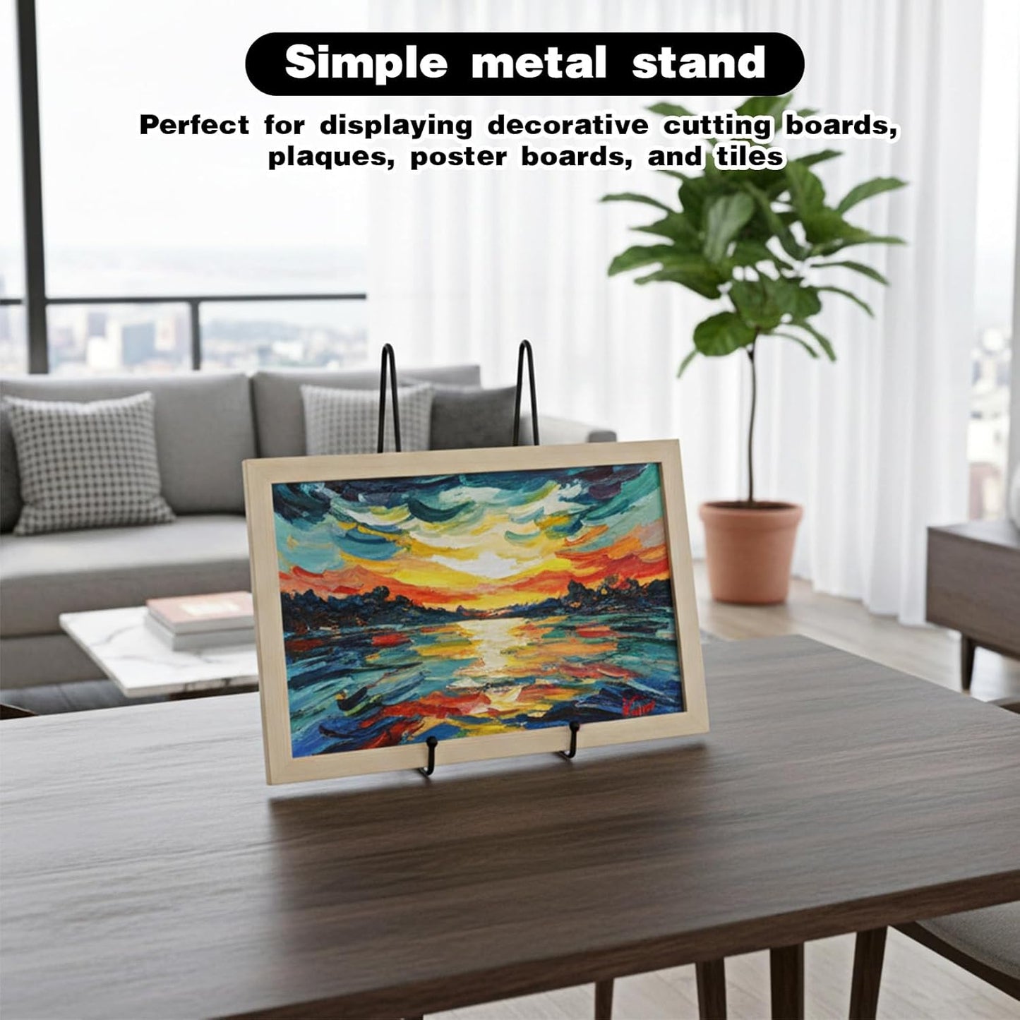 6 Pack 10 Inch Large Plate Stands for Display, Plate Holder Display Stand, Metal Black Picture Stand, Large Metal Black Frame Stands for Books, Plaques, Photo Frame, Photo Easel