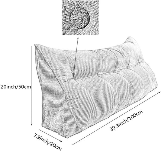 Large Bolster Triangular Headboard Backrest Positioning Support Reading Wedge Pillow for Day Bed Bunk Bed Removable Cover(Size:100x20x50cm(39x7.8x20),Color:H)