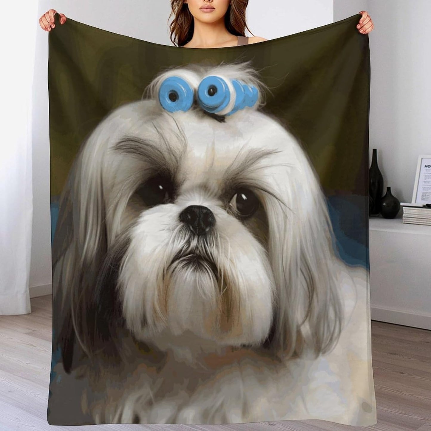 Shih Tzu Dog Blanket Super Soft Lightweight Throw Blanket Cute Cozy Warm Bed Blanket Decorative Fuzzy Blanket All-Season Home Decor Gift for Sofa Couch Living Room 60"*80"（150 * 200cm）