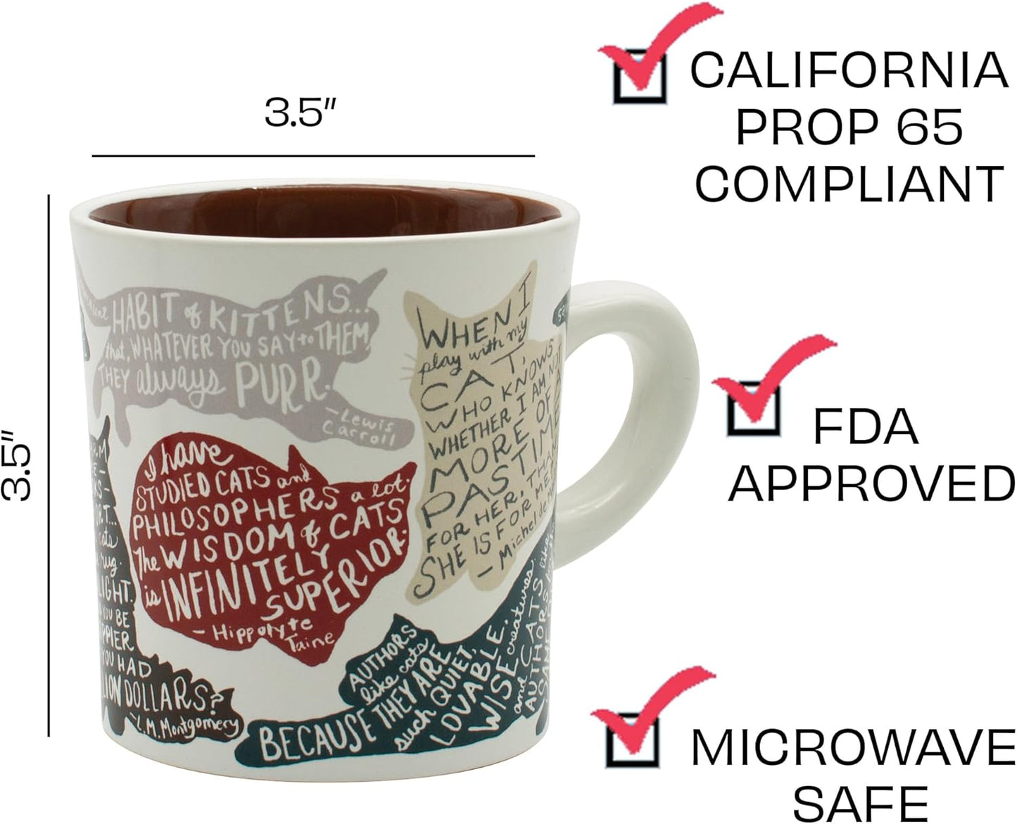 Literary Cat Mug - Kitten Quotes From Famous Writers Authors and Other Feline Lovers - Comes in a Fun Gift Box