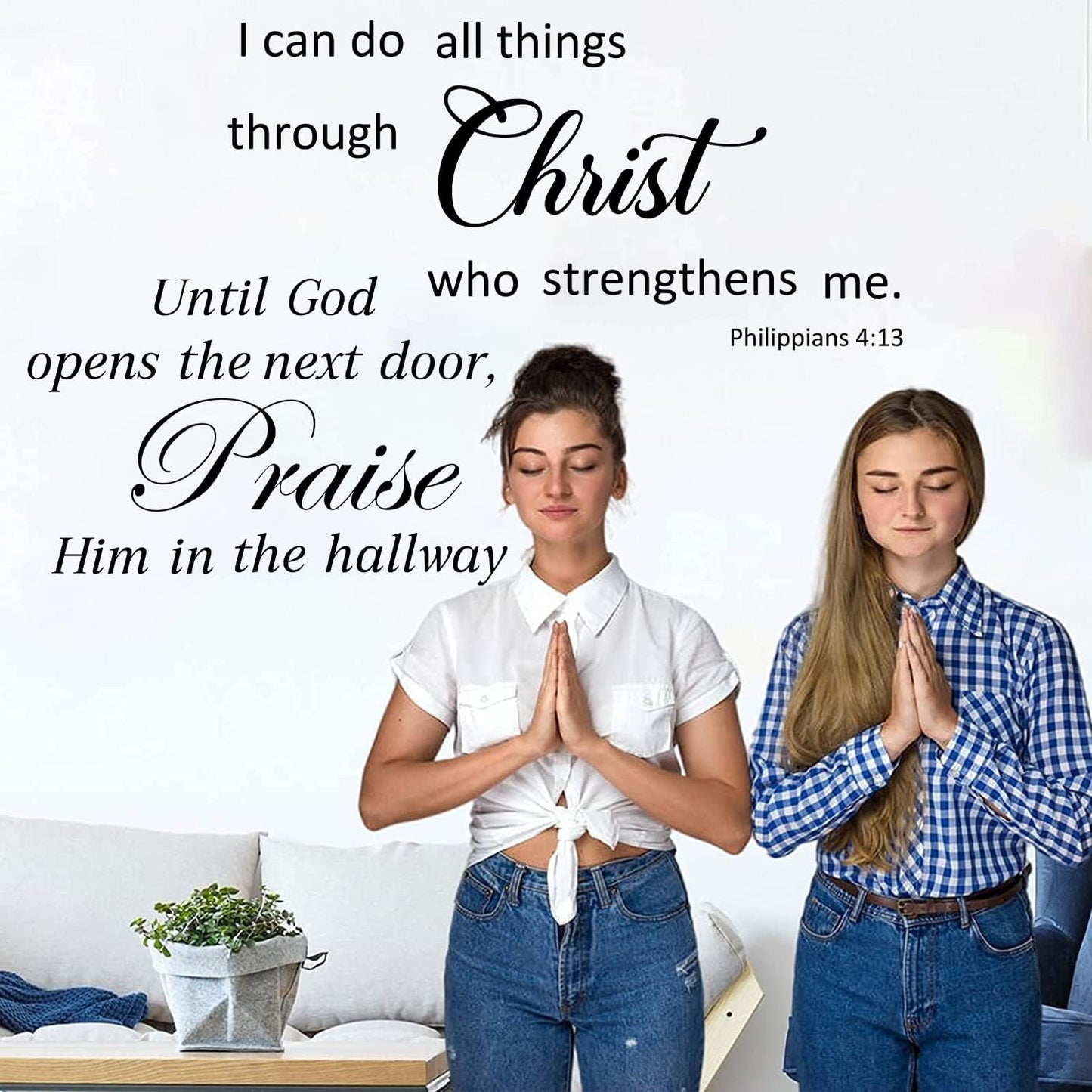 2 Sets Bible Verse Wall Decals - Vinyl Inspirational Quotes & Positive Sayings - Christian Scripture Motivational Decals for Women, Family & Home