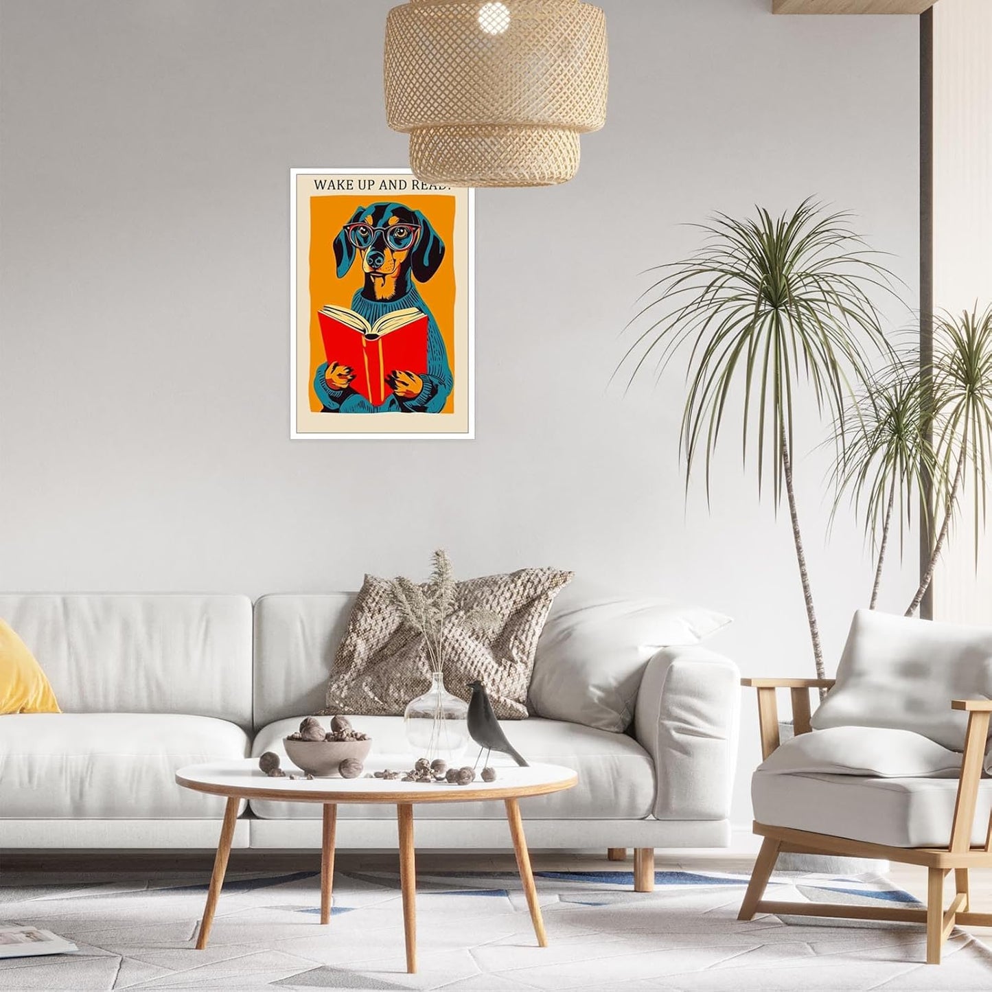 Wake Up And Read Posters Funny Beagle Wearing Reading Glasses Reading Book Canvas Wall Art National Library Week 1960 Aesthetic Prints Painting For Home Bedroom Dorm Wall Decor 12x16in Unframed
