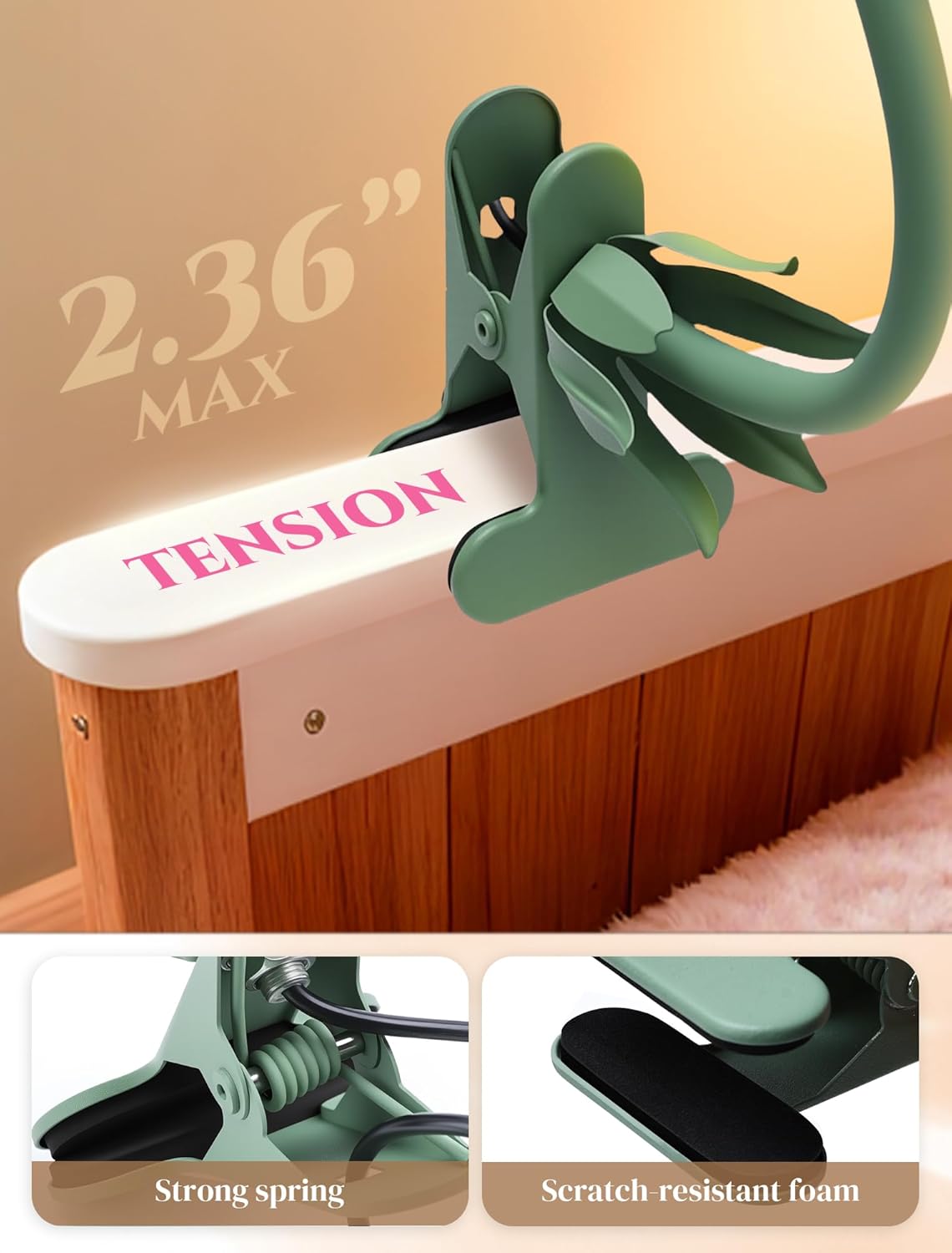 ONXE Clip On Light and Flower Desk Lamp, Flexible Gooseneck Reading Book Light with 3 Color Modes Cute Table Lamp Decor, Clip on Bedside Lamp for Bed Headboard,Table, Nursery,Dorm (Green-02)