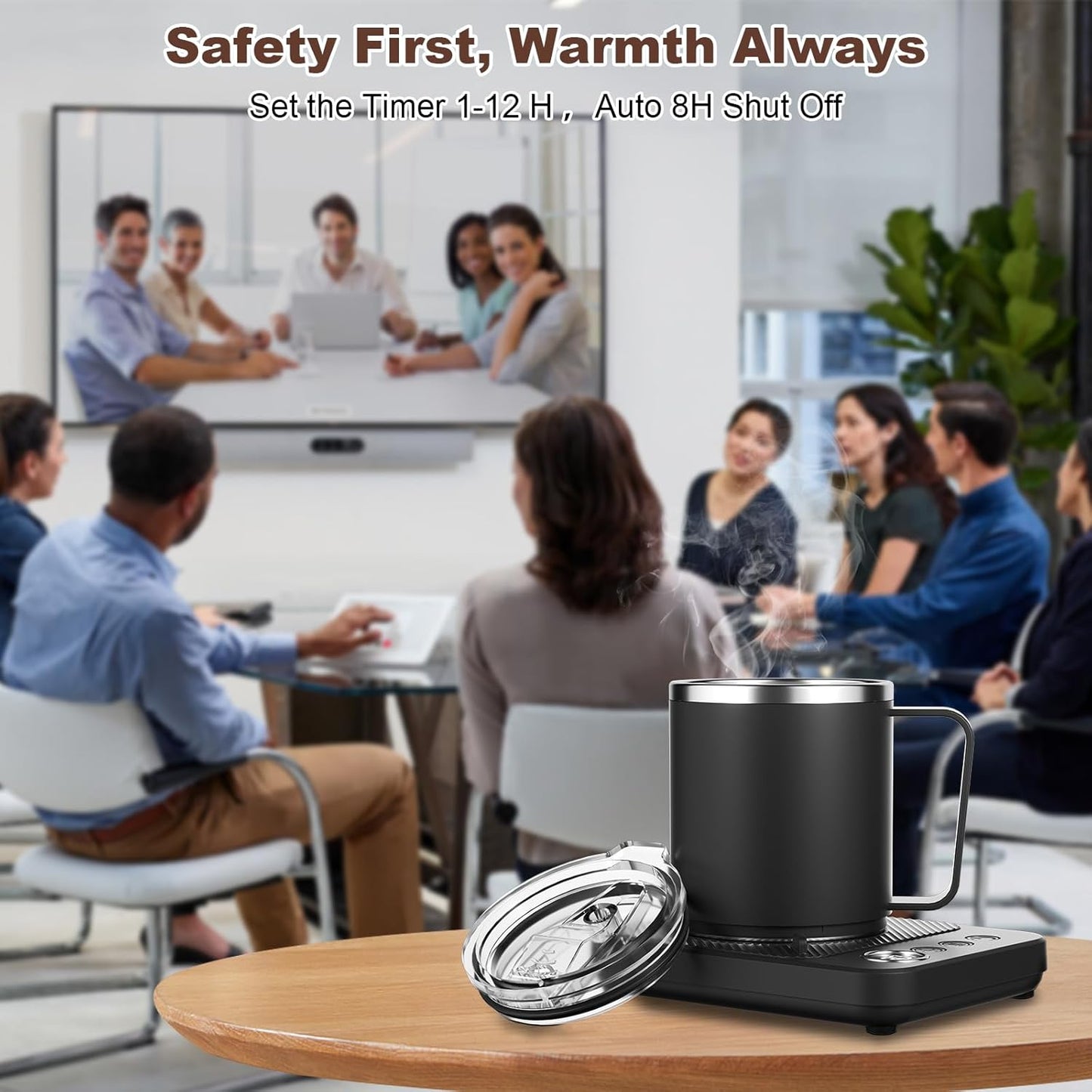 Coffee Mug Warmer for Desk, Electric 36W Coffee Cup Warmer with Auto Shut Off/Timer for Office Home, Smart Coffee Cup Mug Heater for Warming and Heating Beverage,Candle,Tea,Coffee Gifts,Black