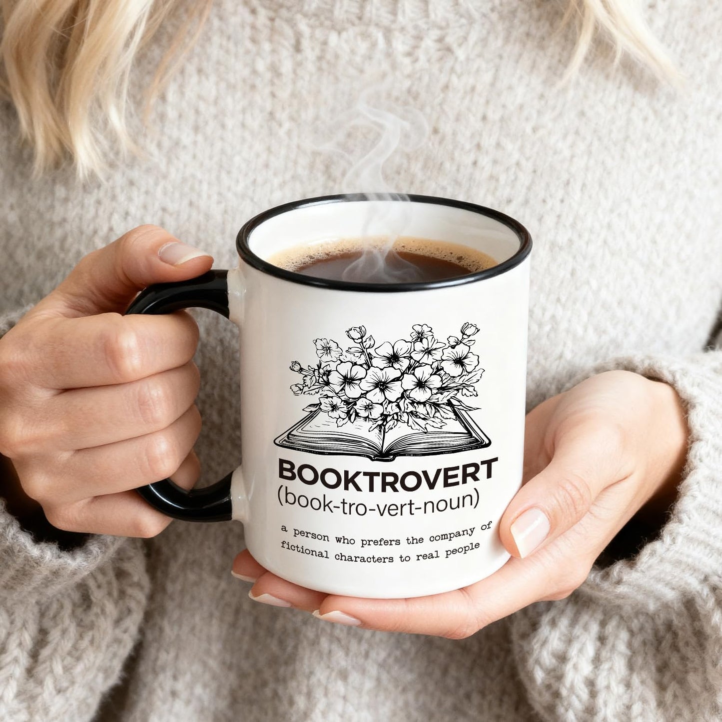 Booktrovert Definition Coffee Mug Book Lover Gifts for Women Men Friends Librarian Bookworm, Reading Themed Ceramics Mugs 11oz, Book Clubs Gifts for Christmas Birthday, Dink Coffee Read Books Be Happy