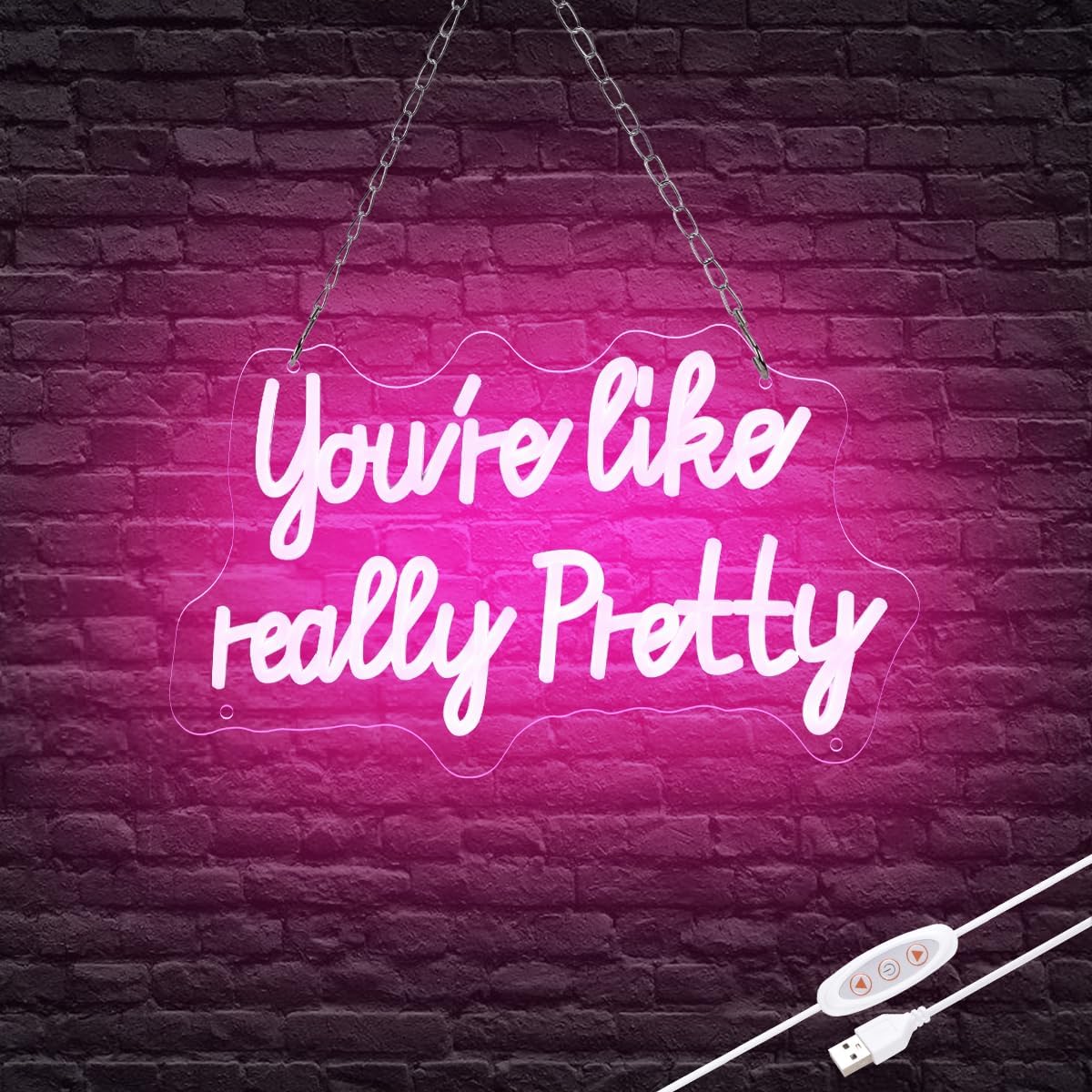 You like really pretty Neon Sign for bedroom wall,Pink led sign for wall decor with USB Power and Dimmer Switch,15 * 9 inch neon signs for room decor