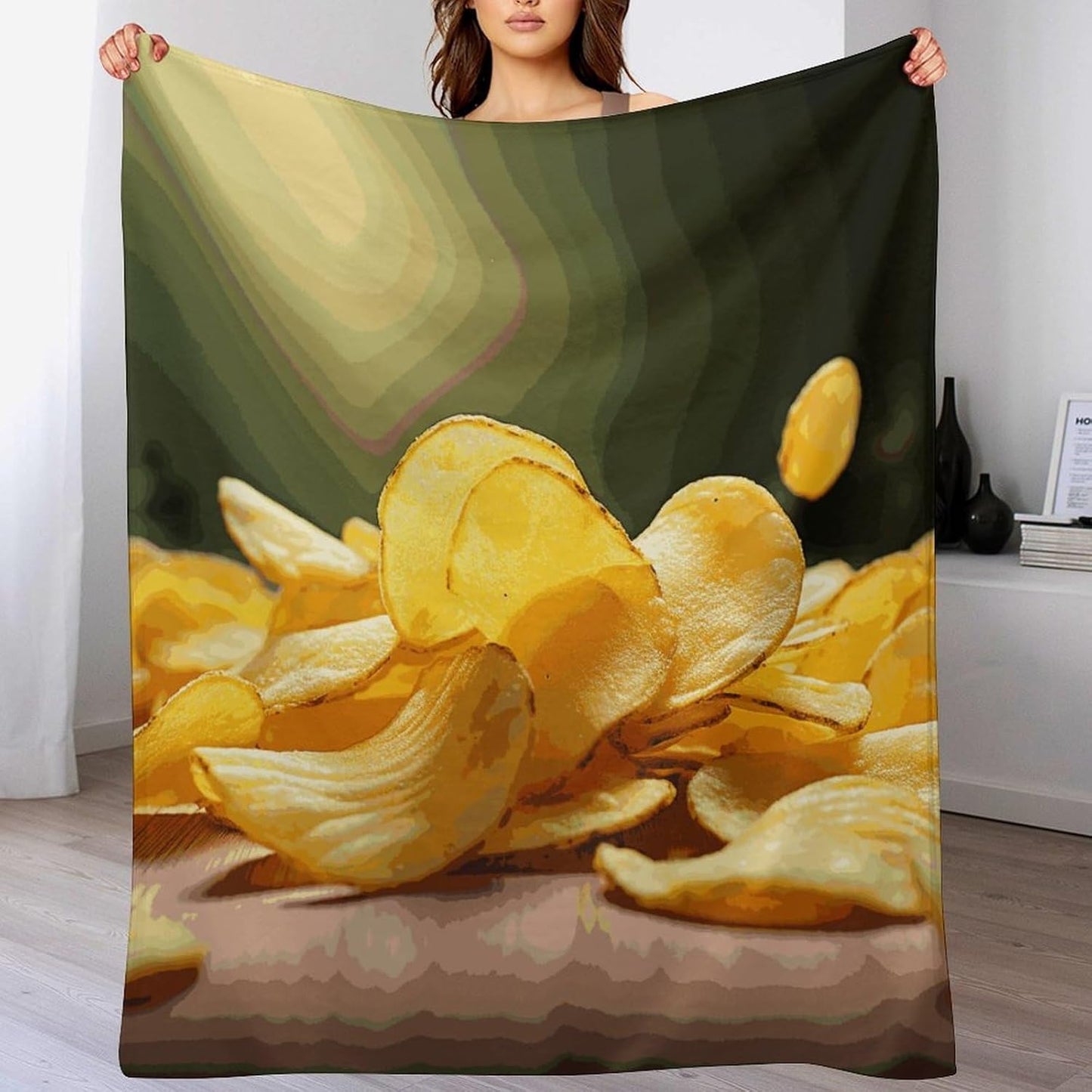 Potato Chips Blanket Super Soft Lightweight Throw Blanket Cute Cozy Warm Bed Blanket Decorative Fuzzy Blanket All-Season Home Decor Gift for Sofa Couch Living Room 50"*60"（130 * 150cm）