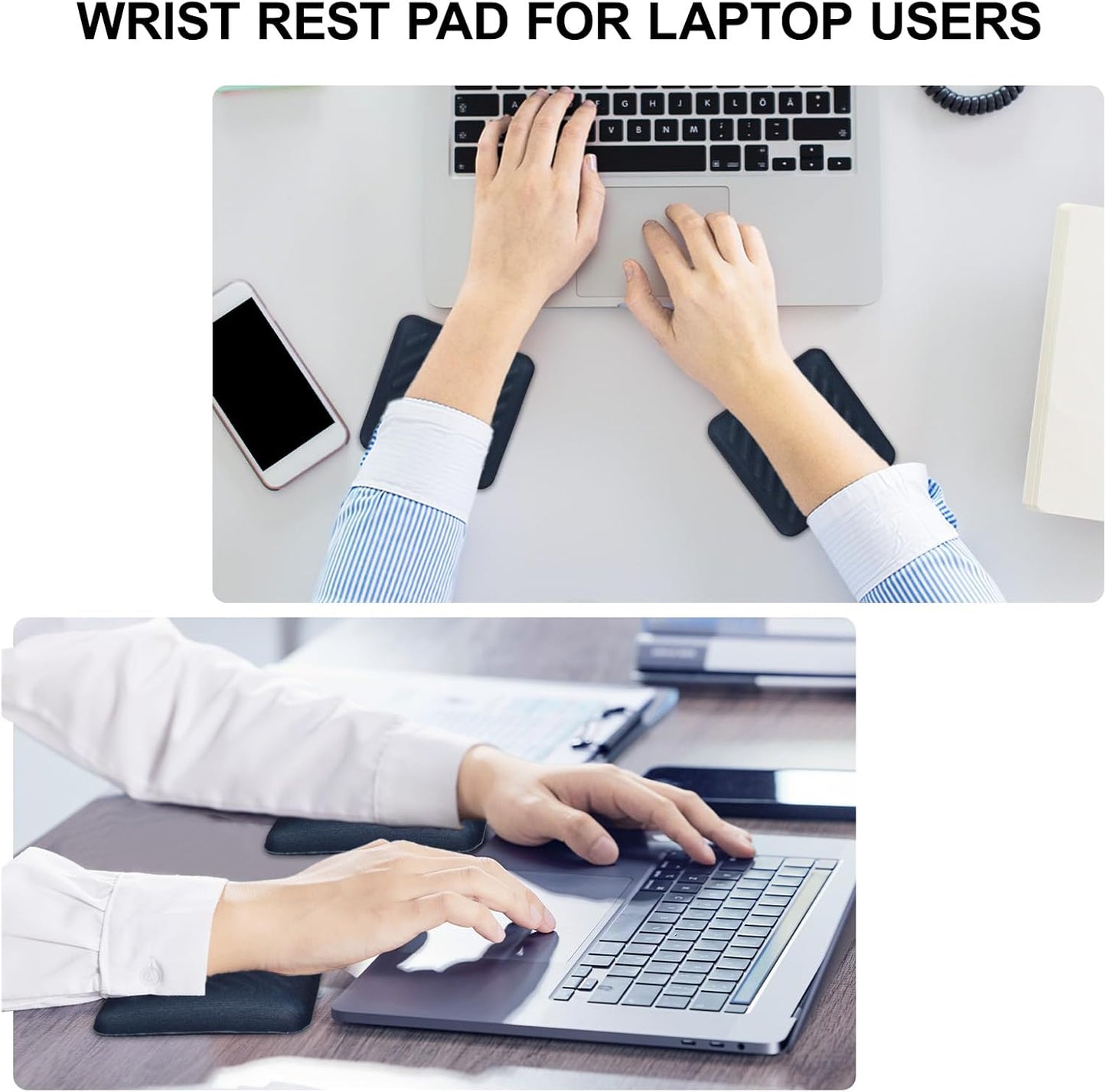 MOSISO Wrist Rest for Laptop, 2 Pcs Ergonomic Keyboard and Mouse Wrist Support Pads with Memory Foam, Non-Slip Base Square Elbow Pillow, Elbow Cushion Armrest Pad for Home Office, Black