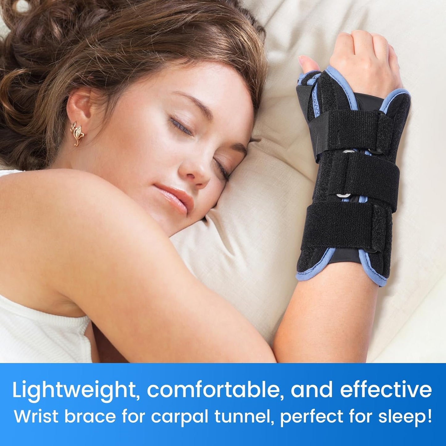 Velpeau Carpal Tunnel Wrist Brace with Thumb Stabilizer Night Support, Completely Stabilizes Wrist Thumb Joint, Pain Relief for Tendonitis, De Quervain's Tenosynovitis, Arthritis (Reg, Right Hand, L)