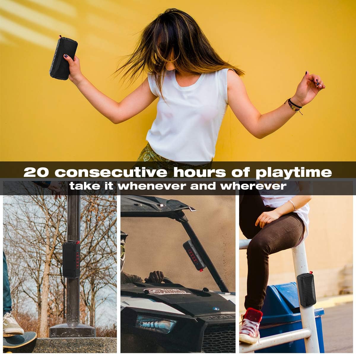 Pro Portable Magnetic Bluetooth Golf Speaker Wireless Waterproof IPX6/Shockproof 3rd Generation Magnetic Golf Speakers for Golf Cart 24Hour Battery Golf Accessories Golf Gifts(TWS & SD Card function)