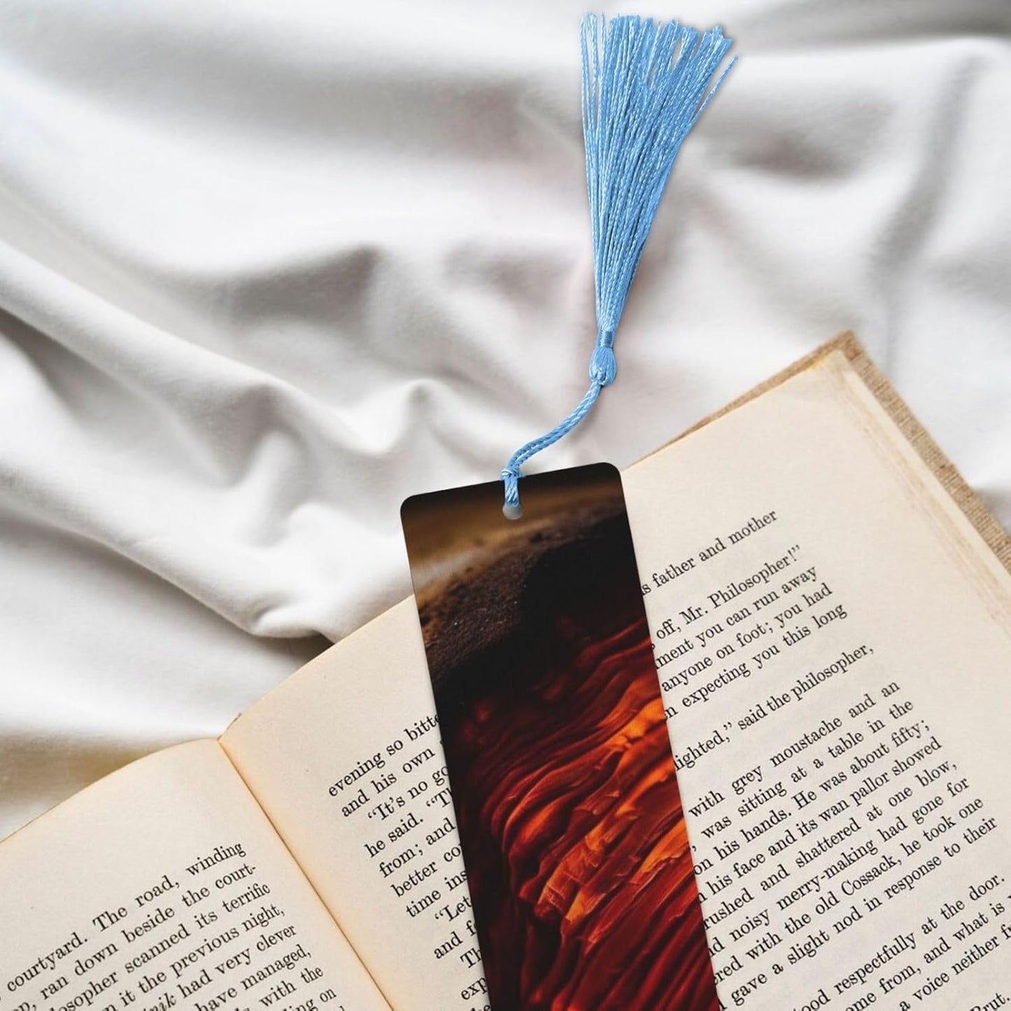 Red Hot Wood Bookmarks Gifts for Women Men, Wooden Bookmarks for Book Lovers, Vintage Book Marks Ornaments with Tassel, Unique Personalized Reading Page Markers Sky Blue